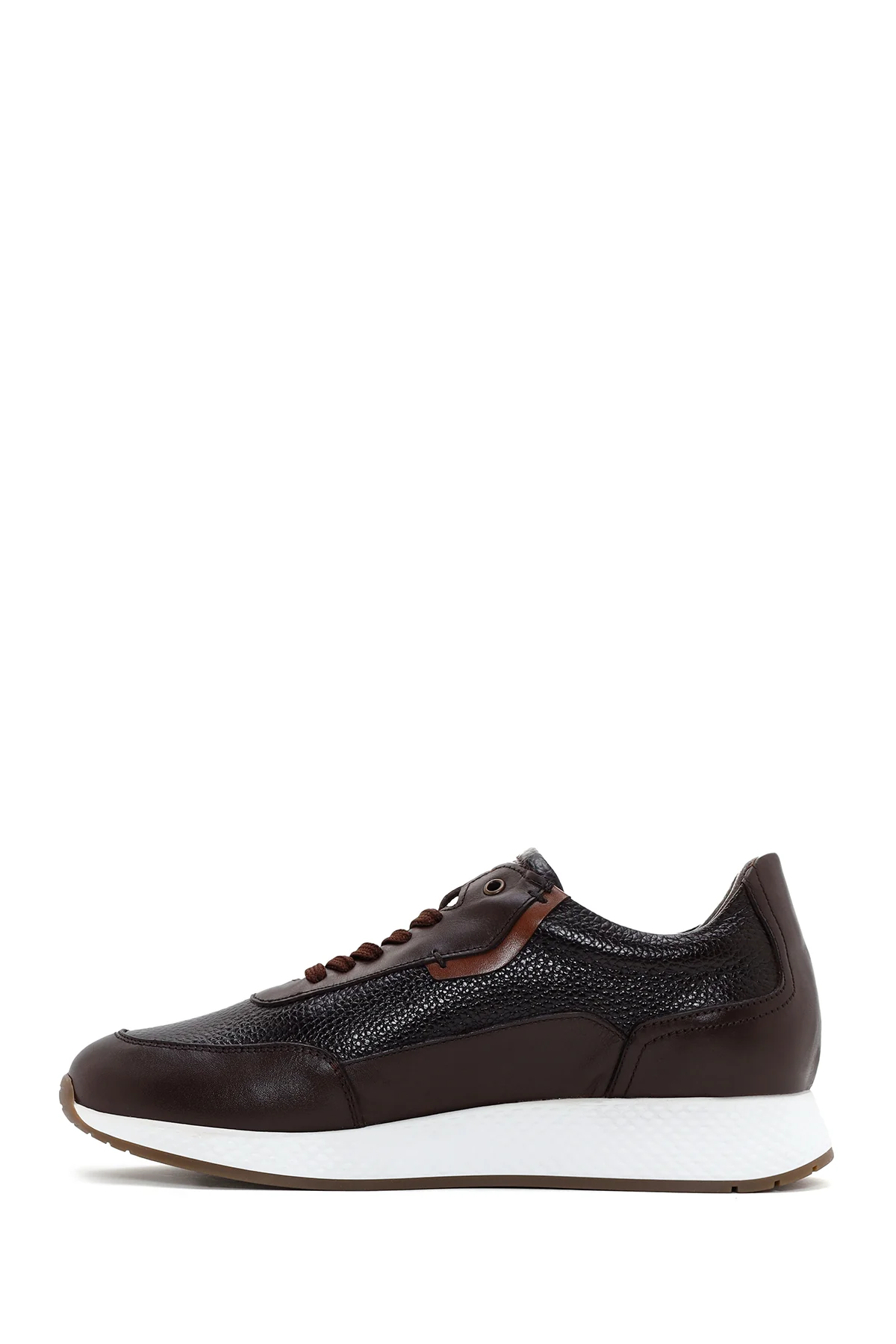 Erkek Kahverengi Kalın Tabanlı Deri Casual Sneaker - Image 2