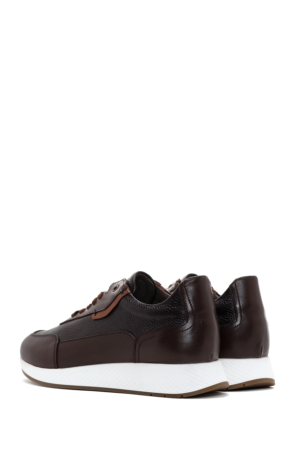 Erkek Kahverengi Kalın Tabanlı Deri Casual Sneaker - Image 5