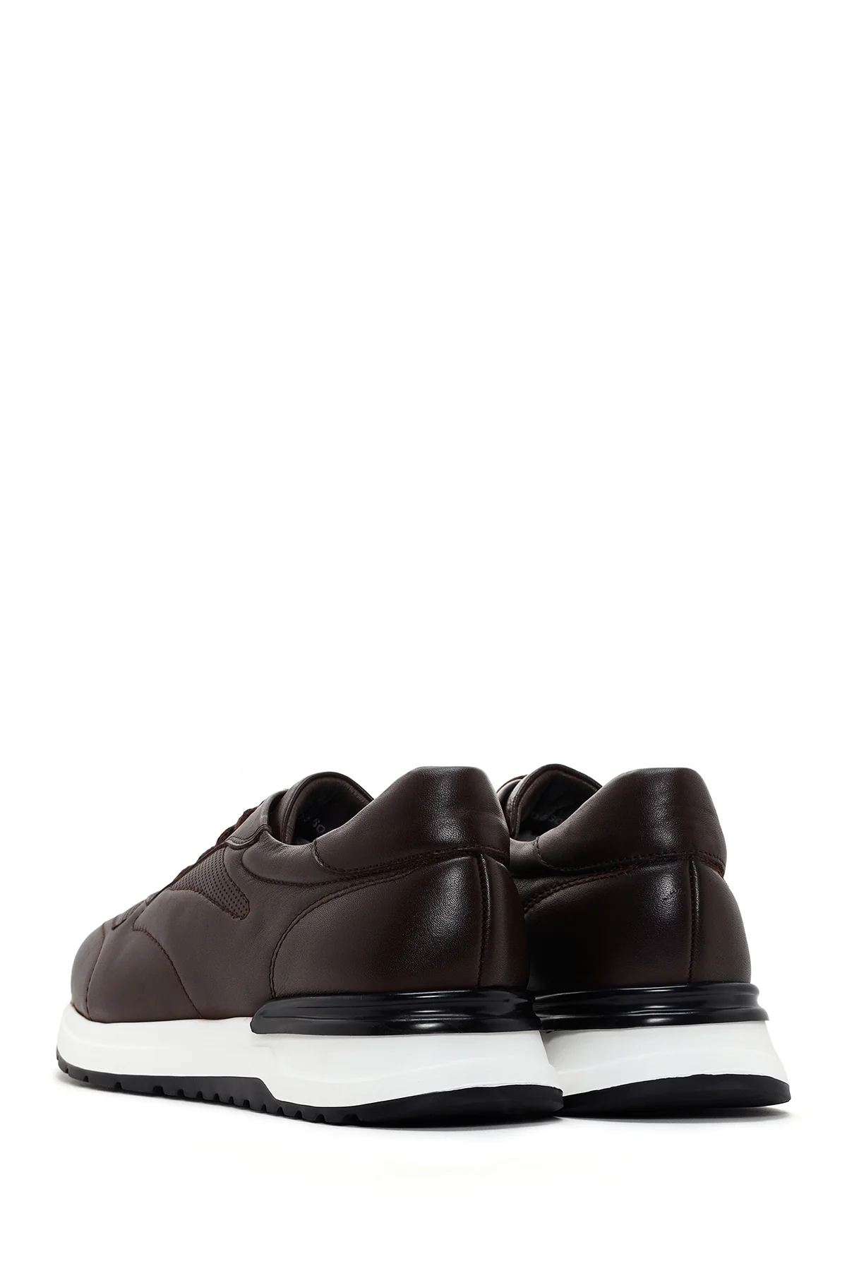 Erkek Kahverengi Kalın Tabanlı Deri Sneaker - Image 5