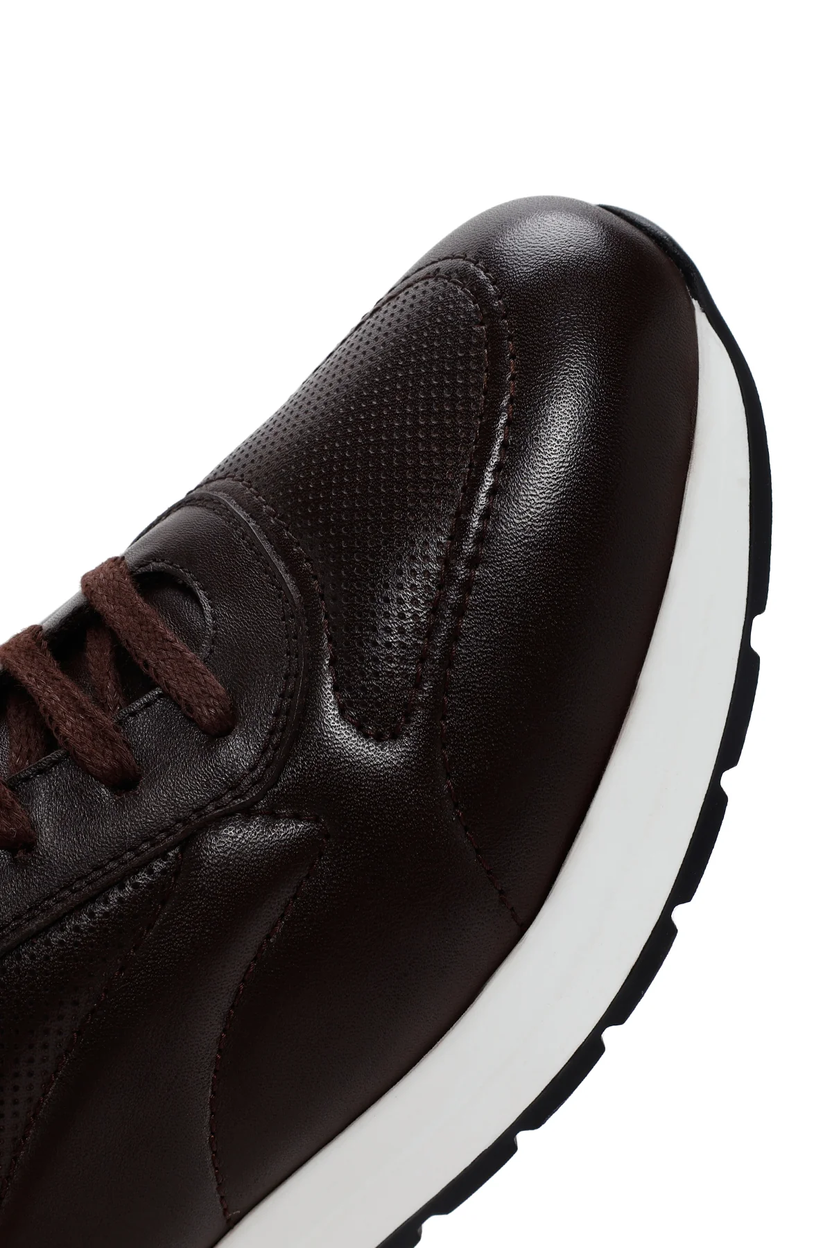 Erkek Kahverengi Kalın Tabanlı Deri Sneaker - Image 9