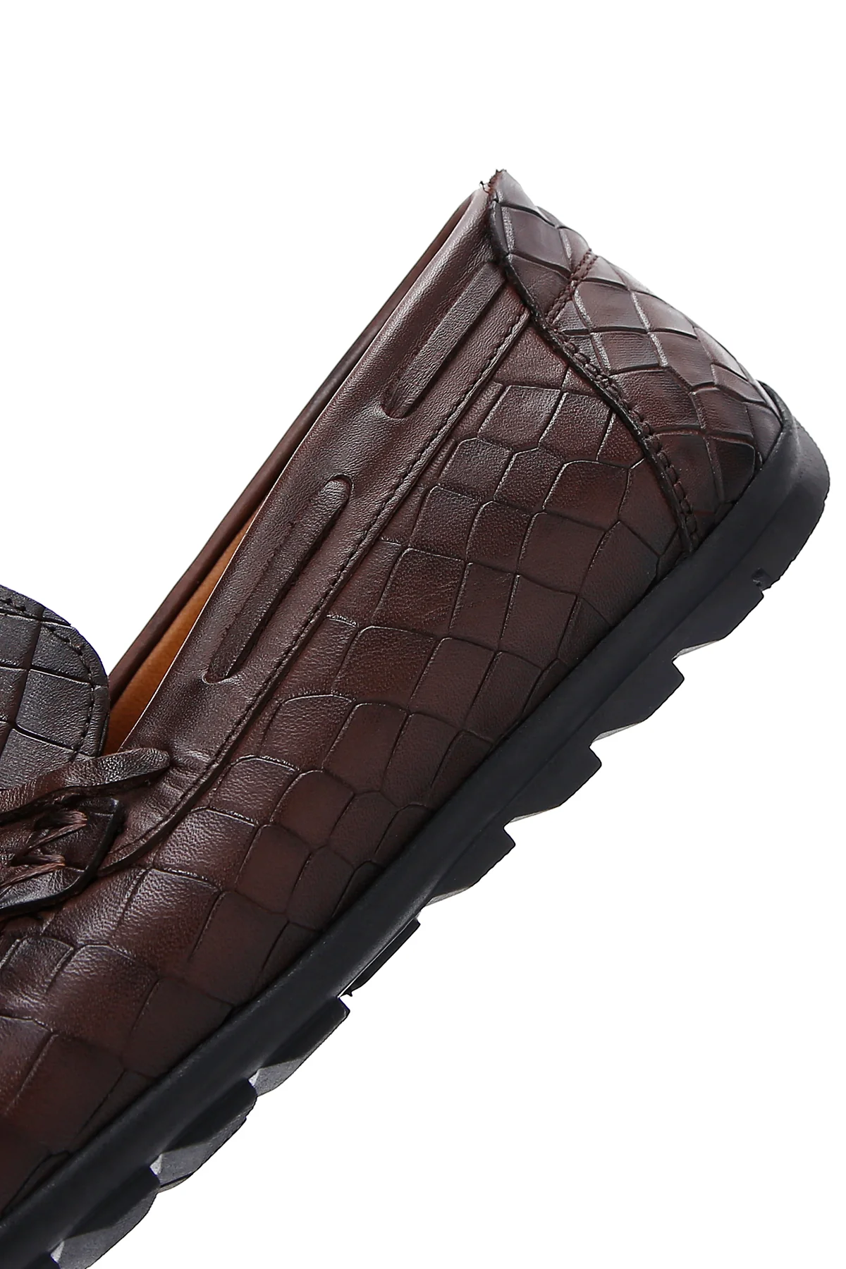 Erkek Kahverengi Kroko Desenli Deri Casual Loafer - Image 7