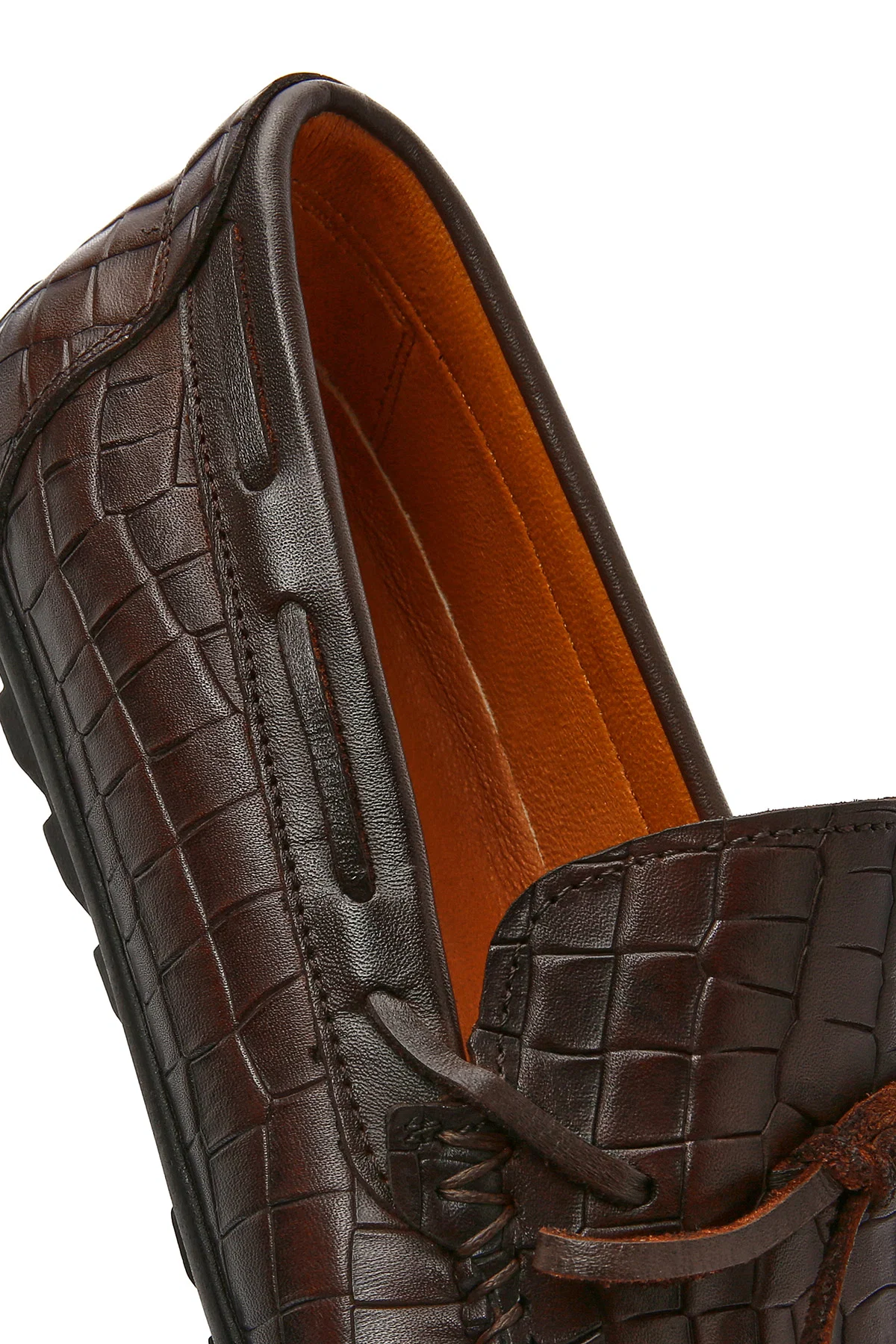 Erkek Kahverengi Kroko Desenli Deri Casual Loafer - Image 10