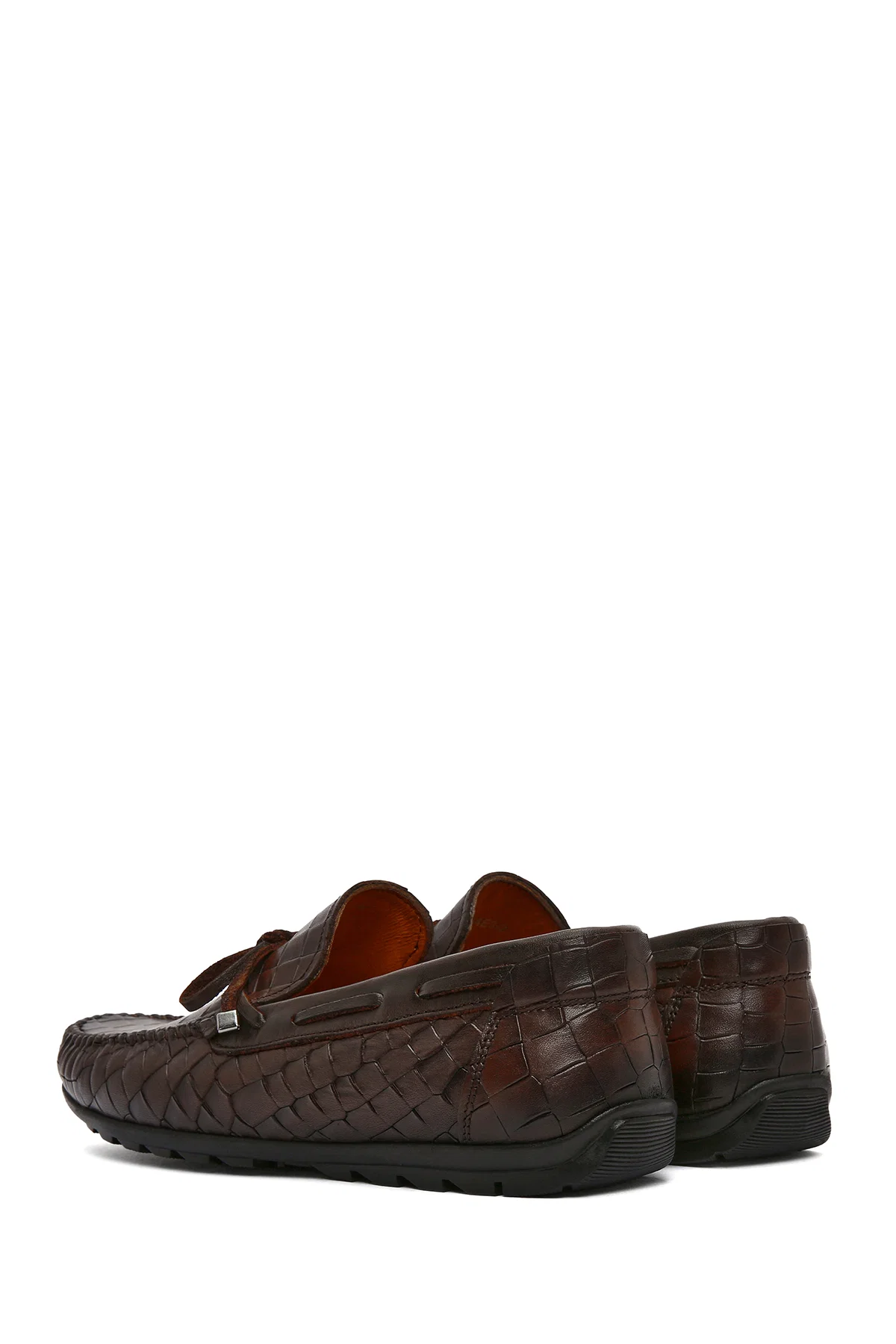 Erkek Kahverengi Kroko Desenli Deri Casual Loafer - Image 5