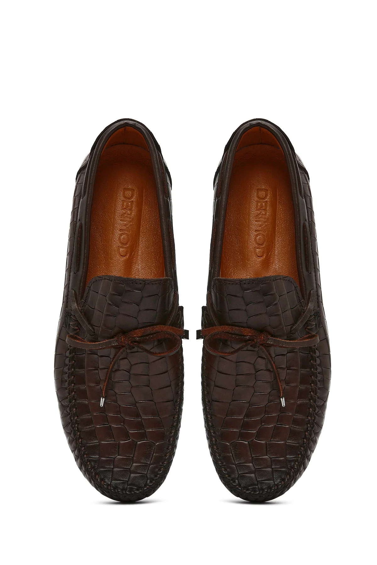 Erkek Kahverengi Kroko Desenli Deri Casual Loafer - Image 7