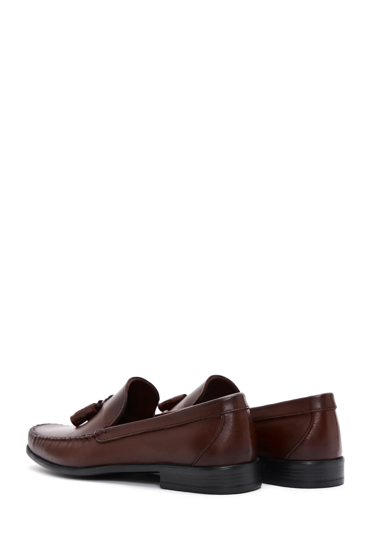 Erkek Kahverengi Püsküllü Deri Casual Loafer - Image 5