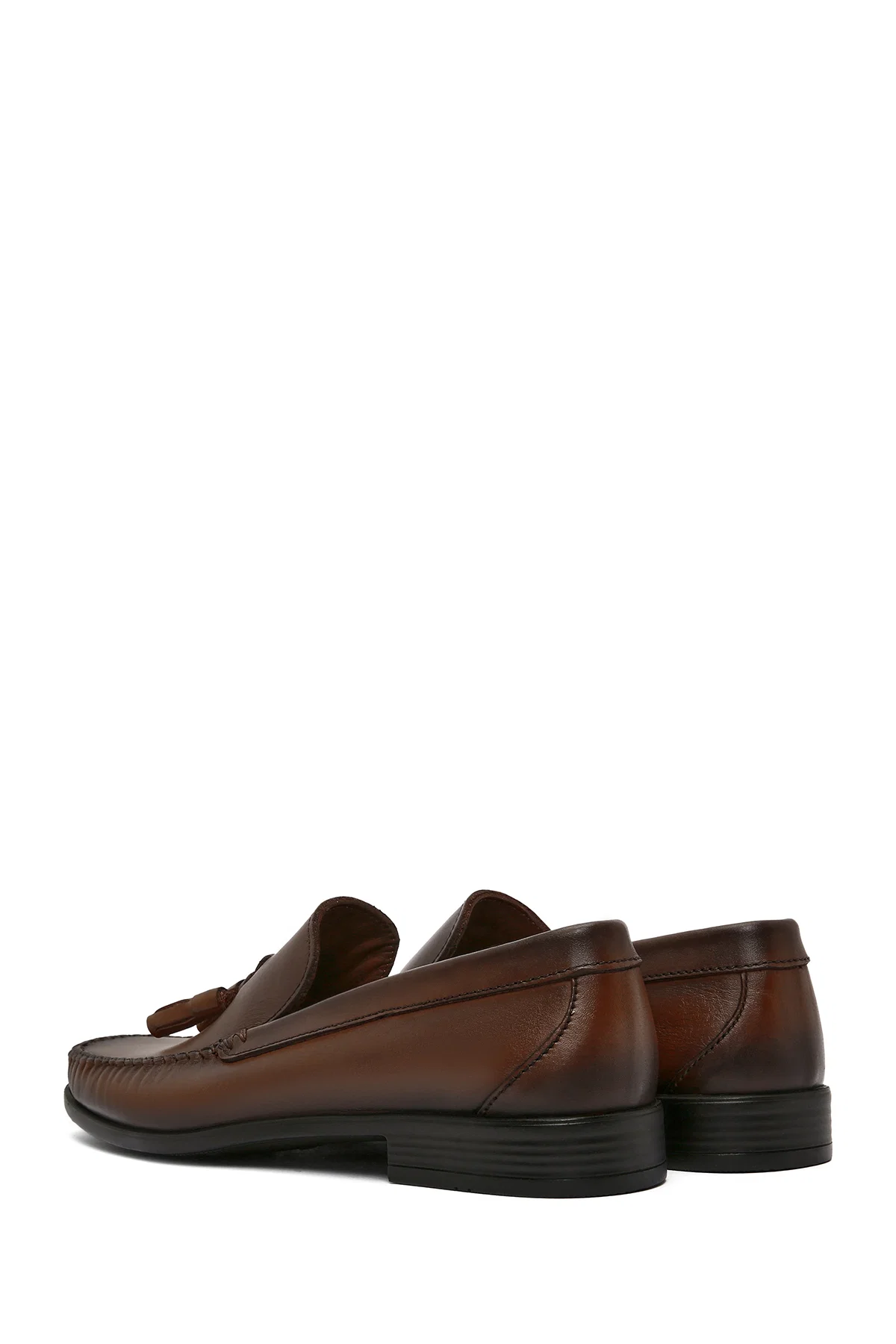 Erkek Kahverengi Püsküllü Deri Casual Loafer - Image 5