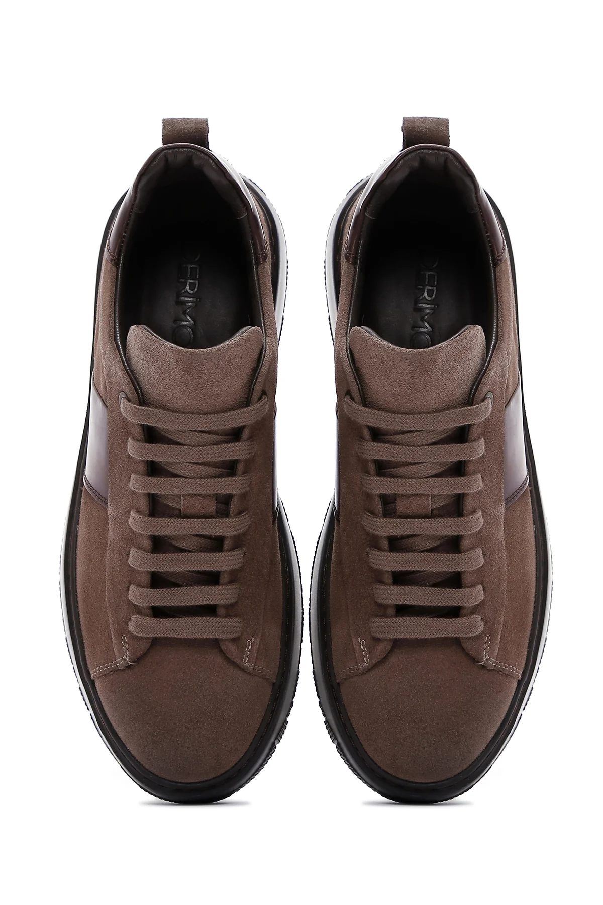 Erkek Kahverengi Süet Deri Kalın Tabanlı Sneaker - Image 6