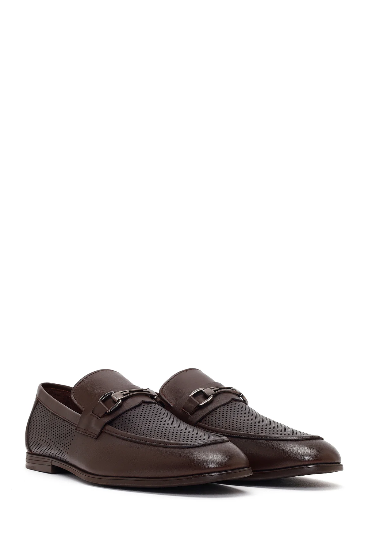 Erkek Kahverengi Tokalı Deri Casual Loafer - Image 2