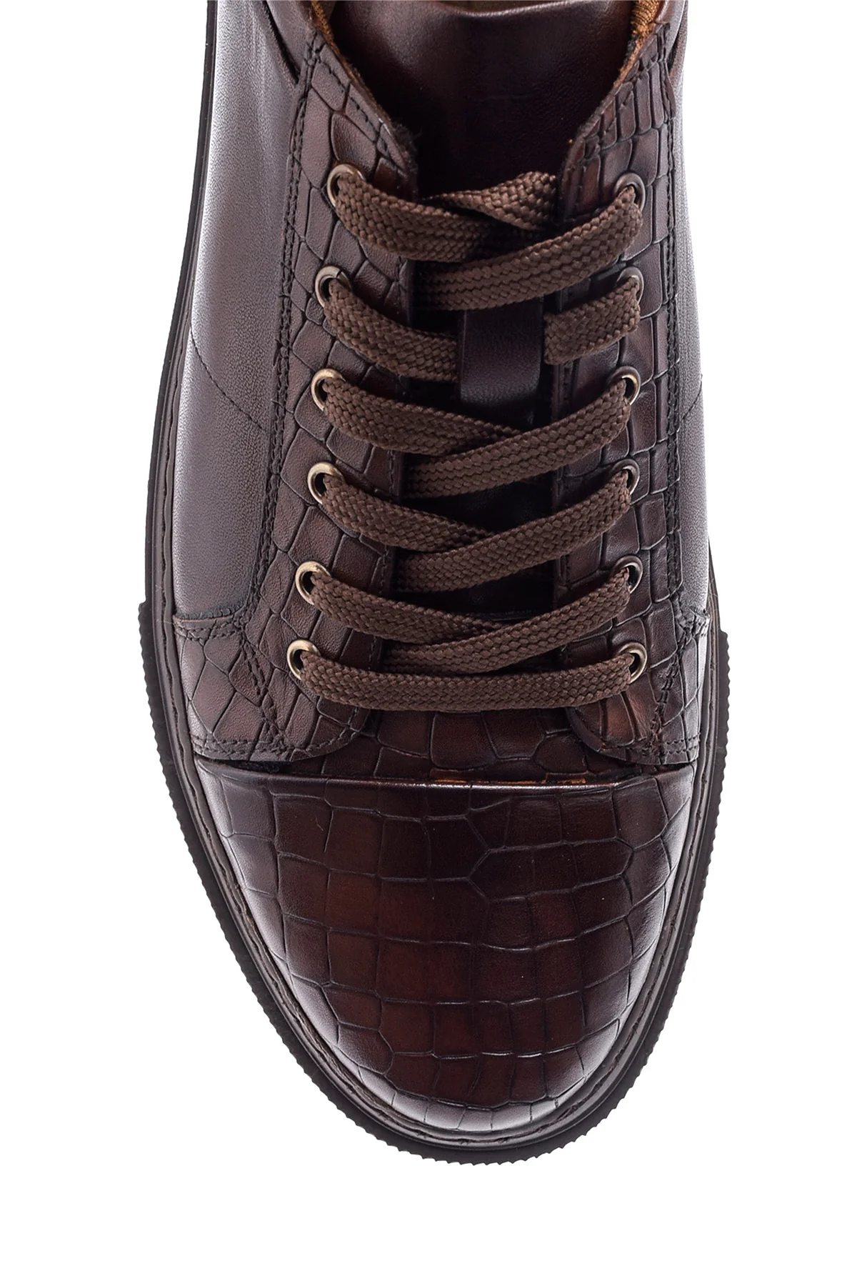 Erkek Kroko Detaylı Deri Sneaker - Image 6