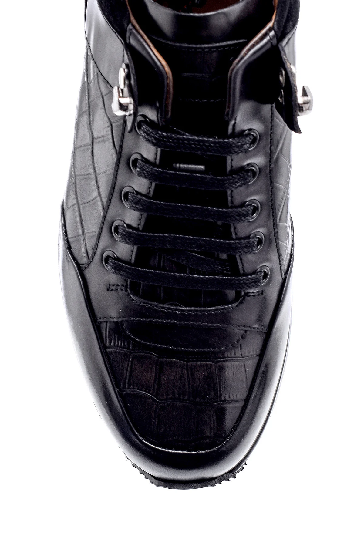 Erkek Kroko Detaylı Deri Sneaker - Image 6
