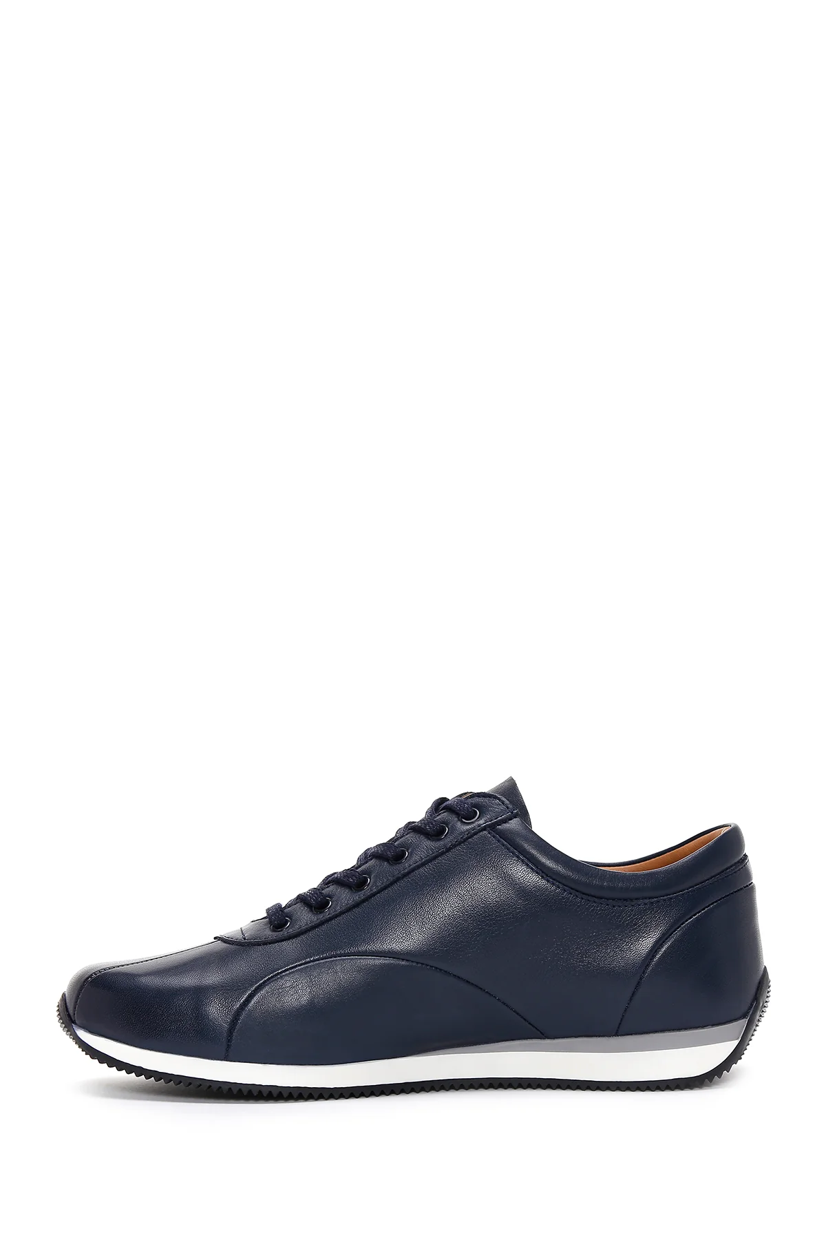 Erkek Lacivert Bağcıklı Deri Casual Sneaker - Image 2