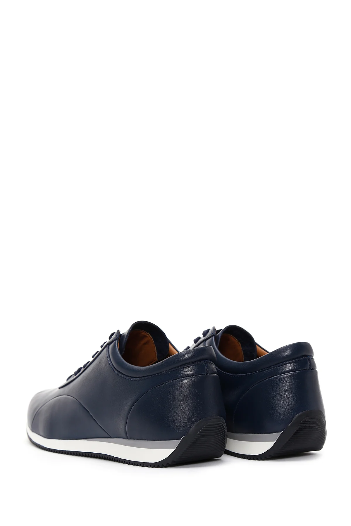 Erkek Lacivert Bağcıklı Deri Casual Sneaker - Image 5