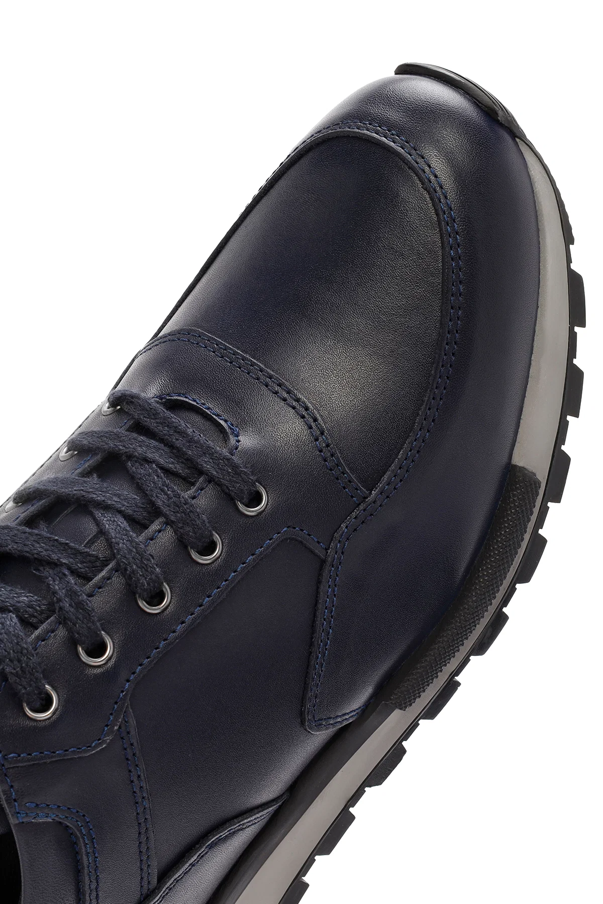 Erkek Lacivert Bağcıklı Deri Casual Sneaker - Image 10
