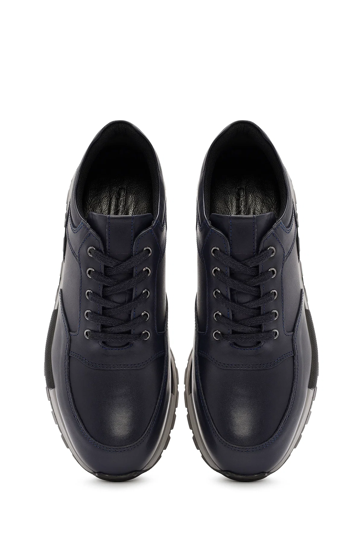 Erkek Lacivert Bağcıklı Deri Casual Sneaker - Image 7