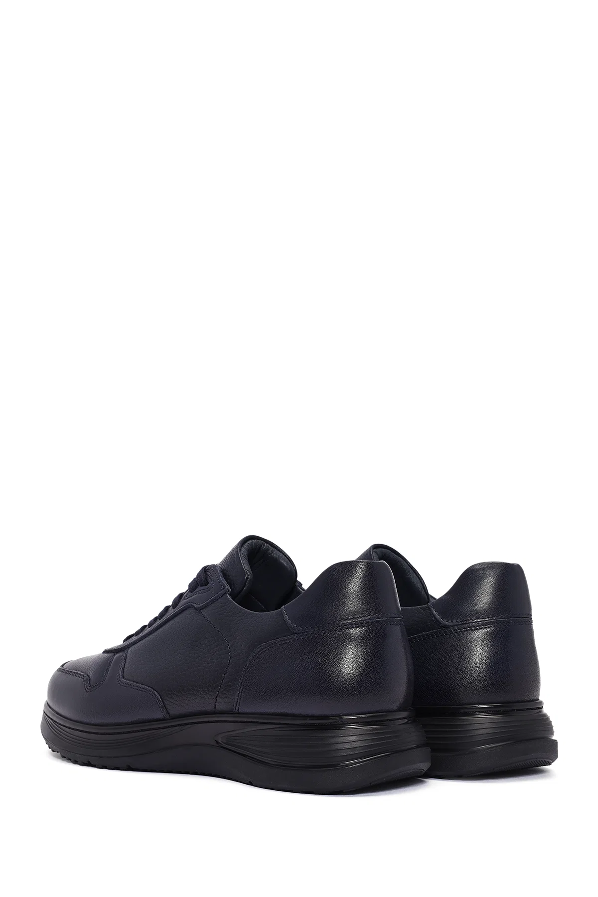 Erkek Lacivert Bağcıklı Deri Casual Sneaker - Image 5