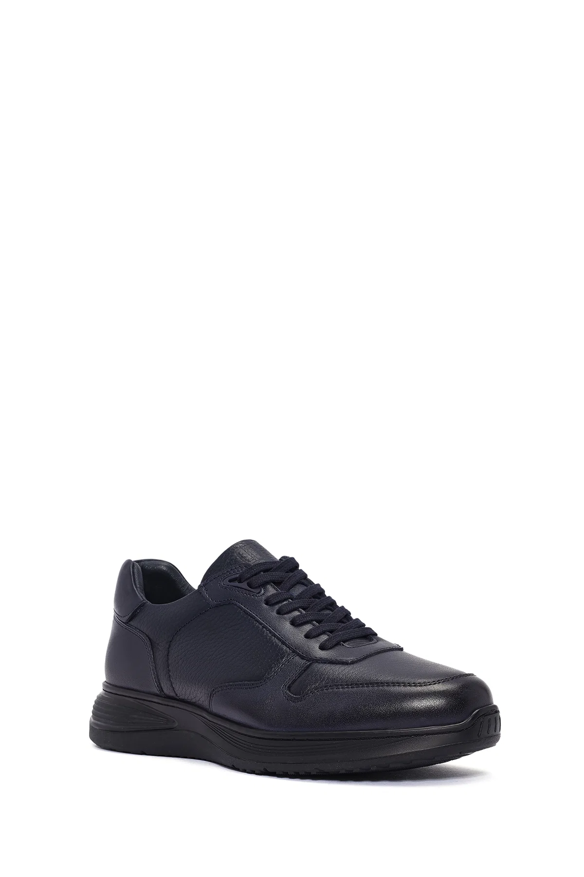 Erkek Lacivert Bağcıklı Deri Casual Sneaker - Image 6