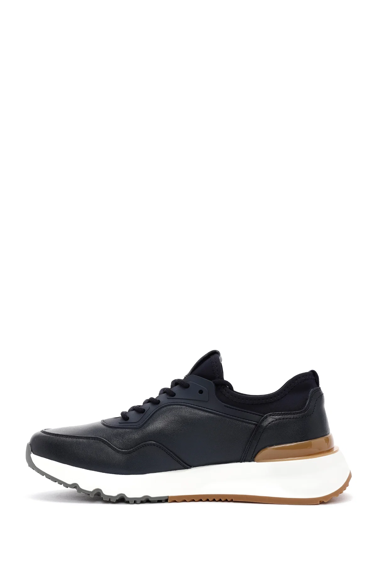 Erkek Lacivert Bağcıklı Deri Casual Sneaker - Image 2