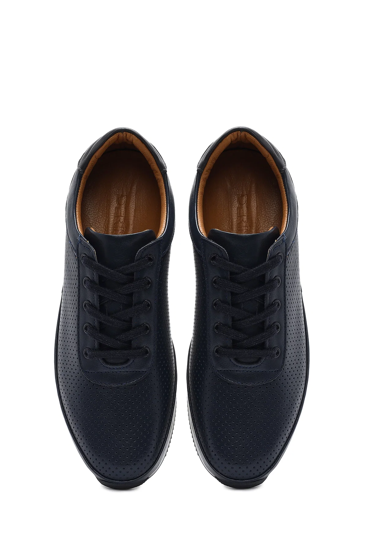 Erkek Lacivert Bağcıklı Deri Casual Sneaker - Image 7