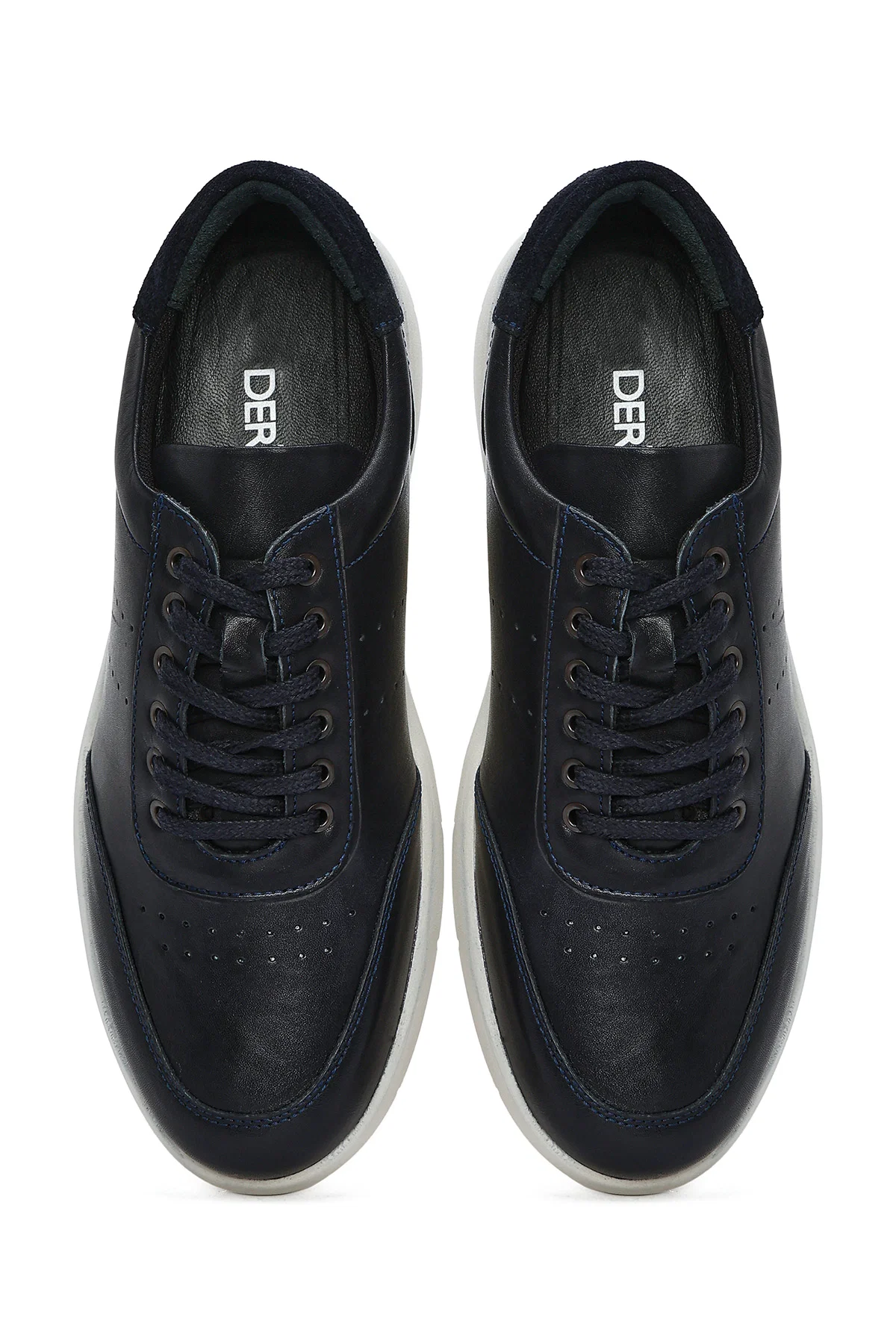 Erkek Lacivert Bağcıklı Deri Casual Sneaker - Image 7