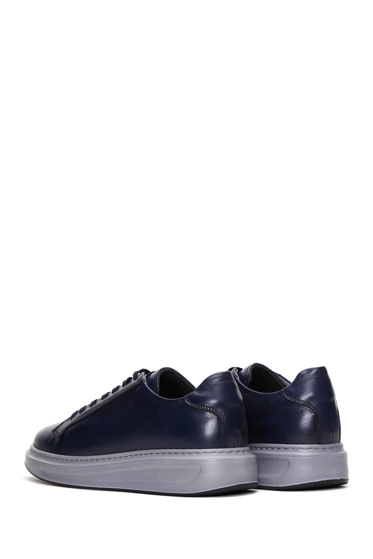 Erkek Lacivert Bağcıklı Deri Sneaker - Image 5