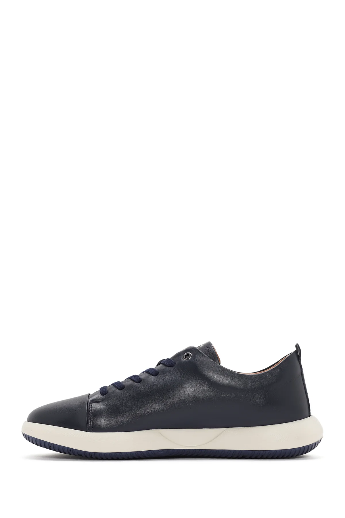 Erkek Lacivert Bağcıklı Deri Sneaker - Image 2