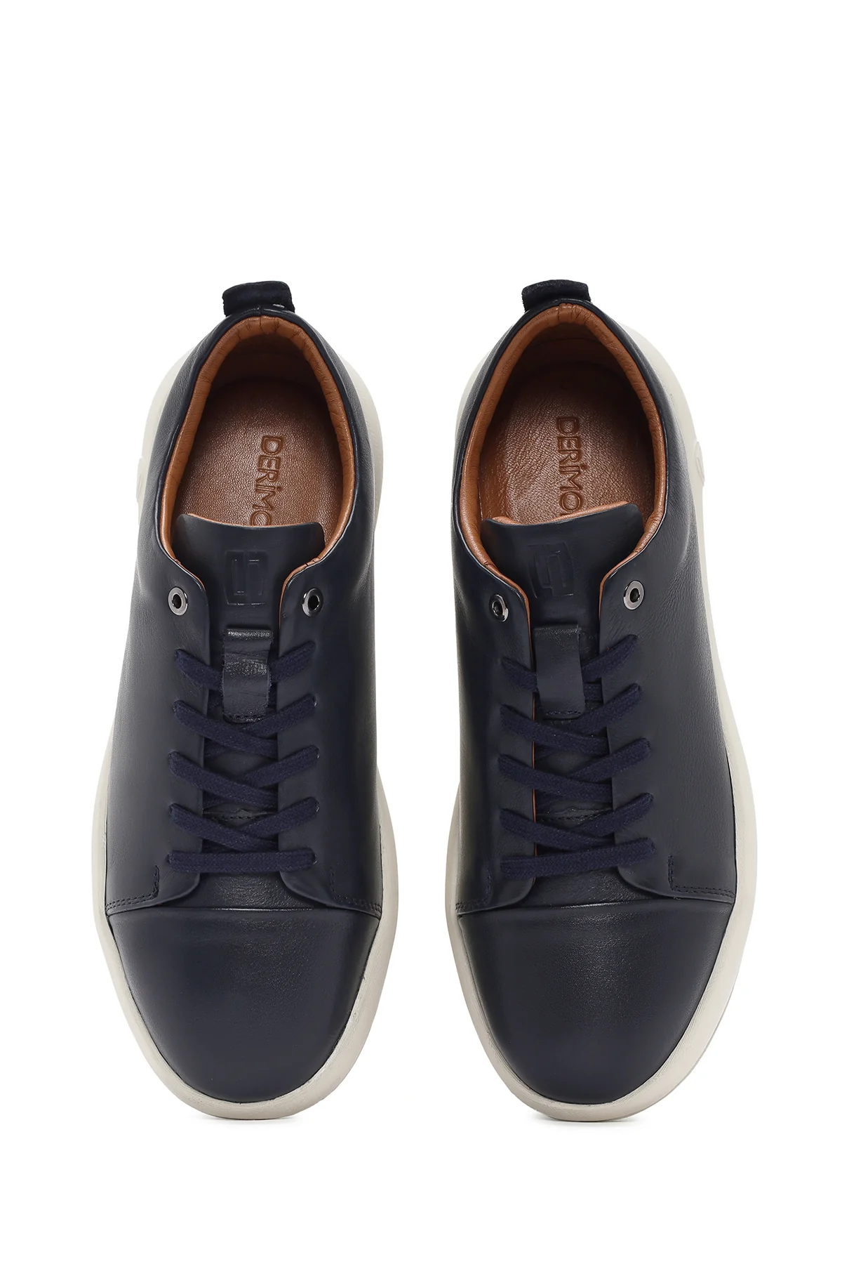 Erkek Lacivert Bağcıklı Deri Sneaker - Image 7