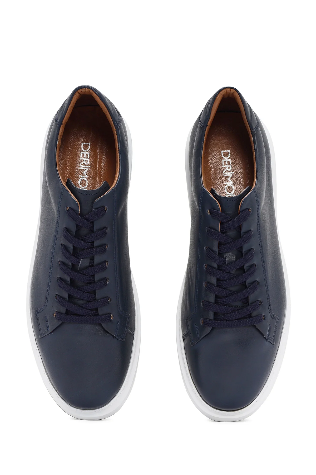 Erkek Lacivert Bağcıklı Deri Sneaker - Image 7
