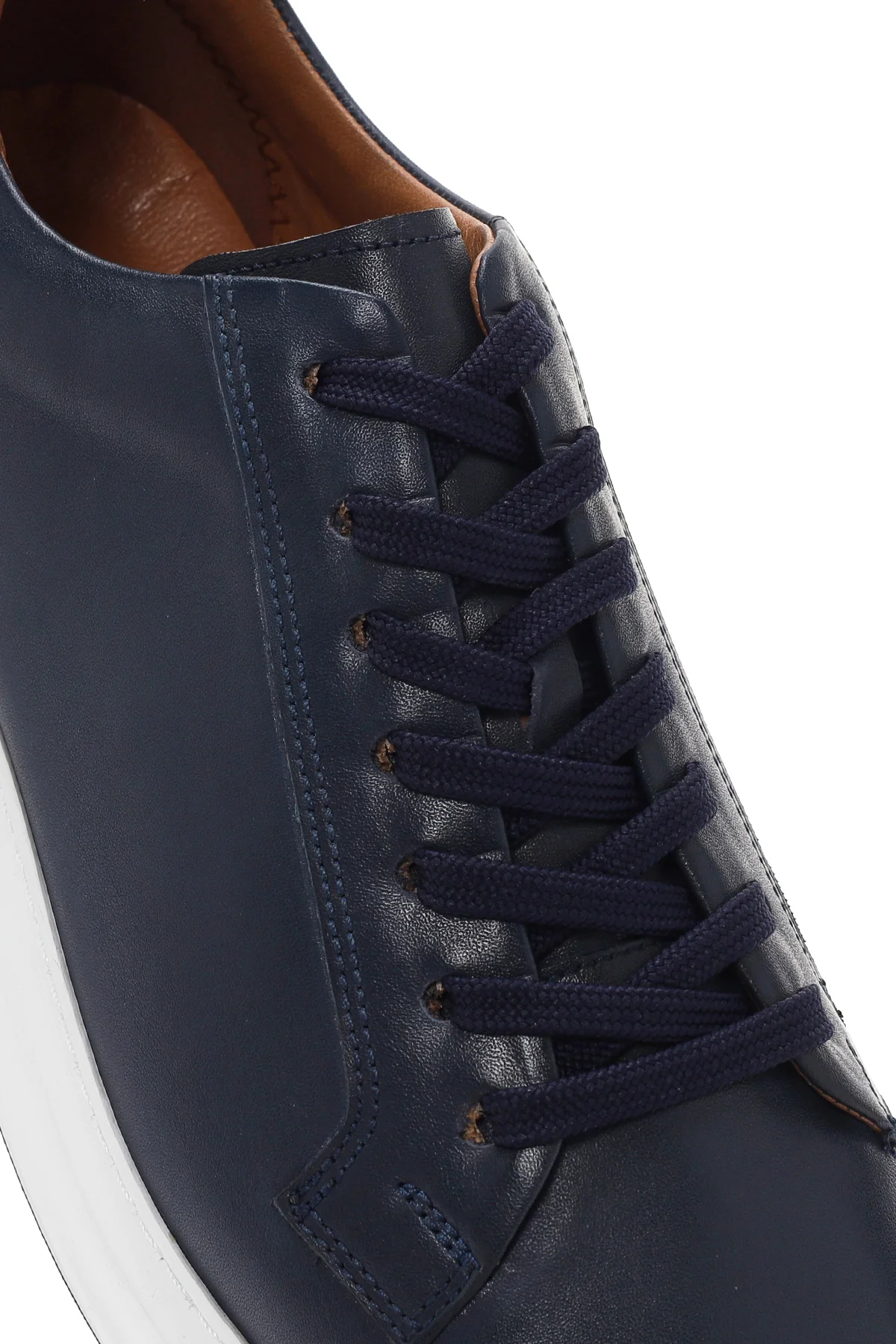 Erkek Lacivert Bağcıklı Deri Sneaker - Image 9