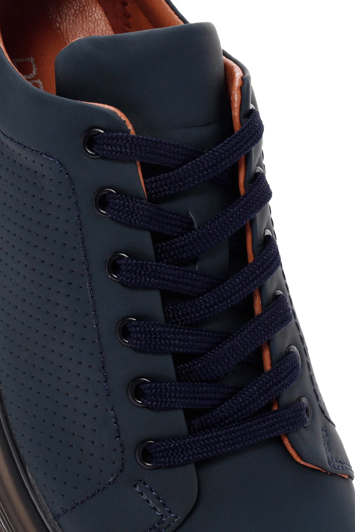 Erkek Lacivert Bağcıklı Deri Sneaker - Image 10