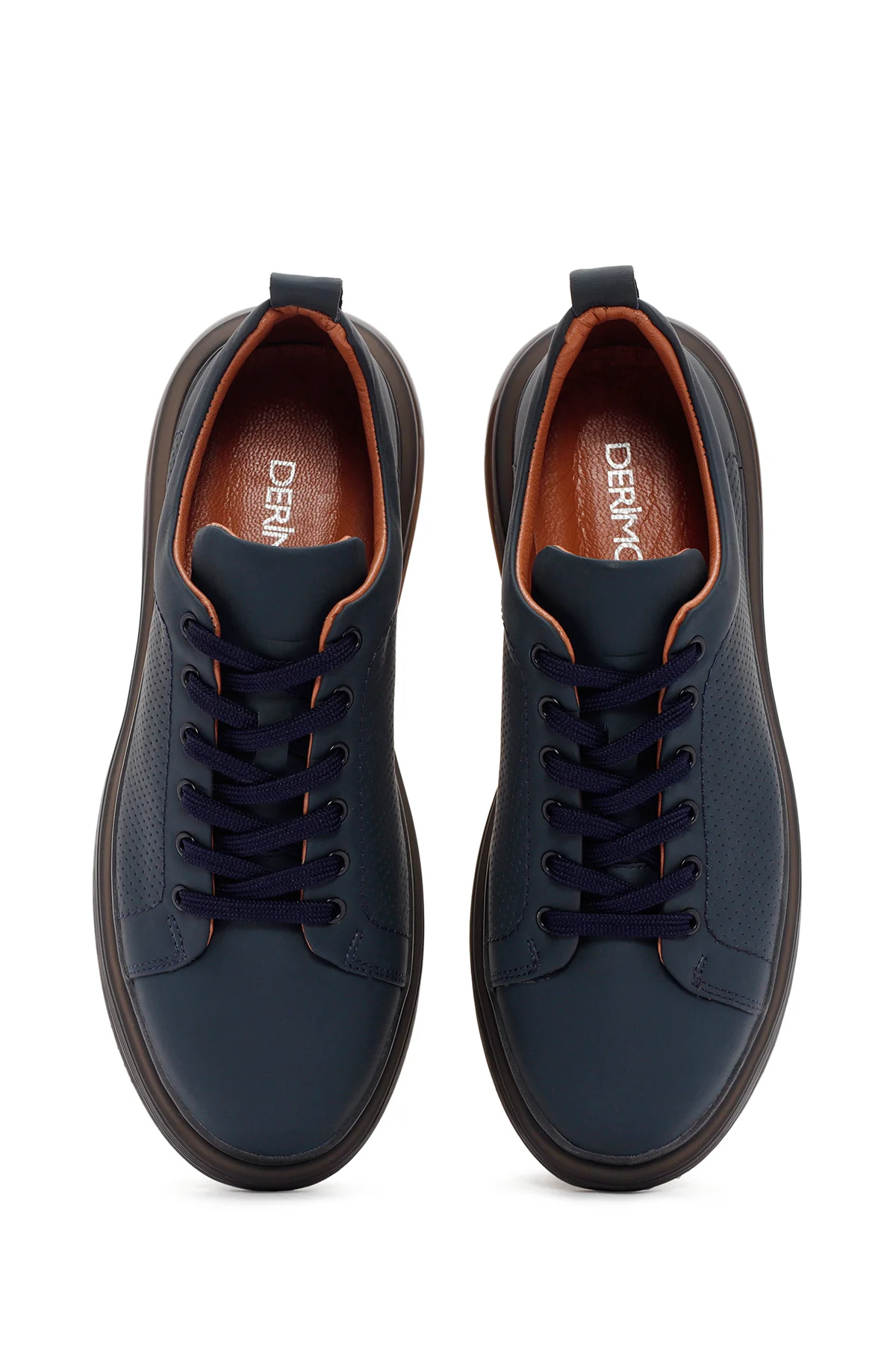 Erkek Lacivert Bağcıklı Deri Sneaker - Image 7