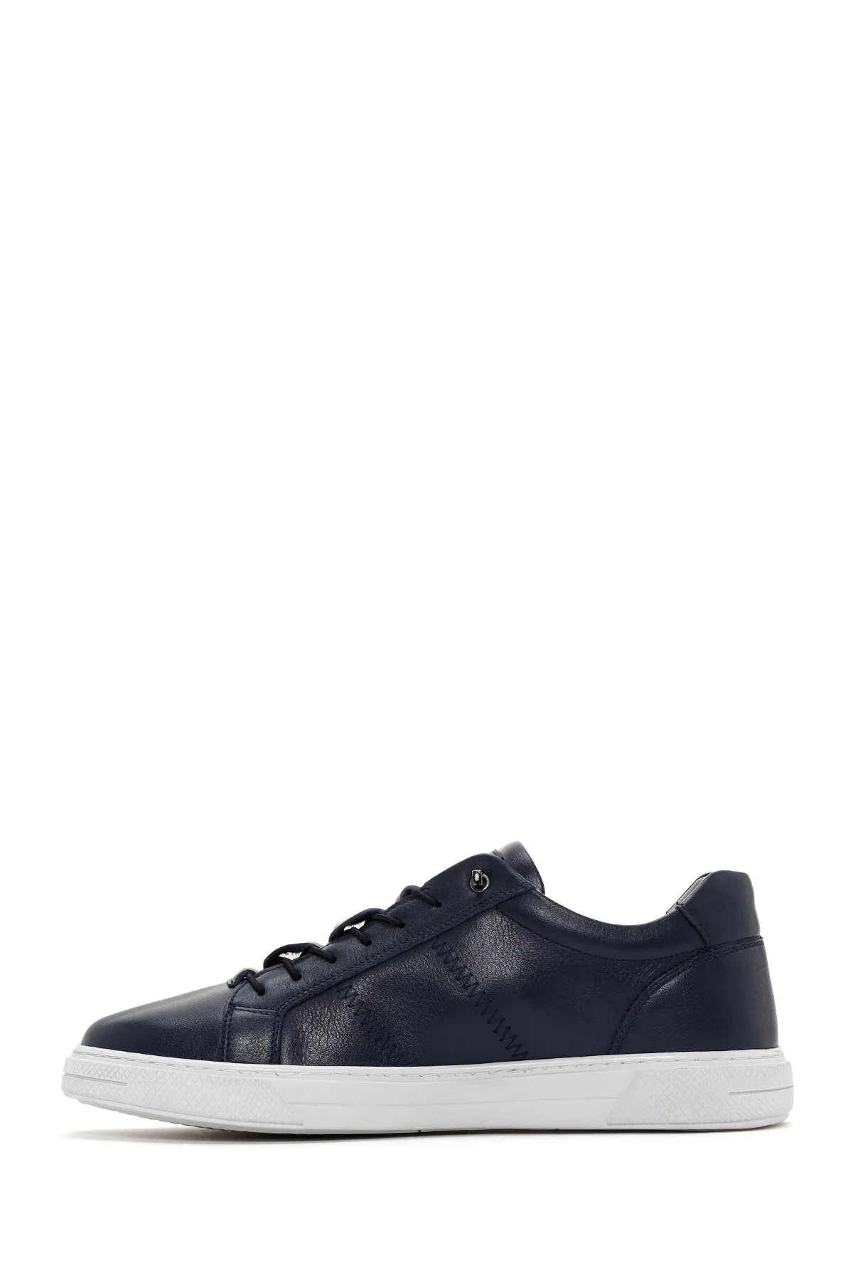 Erkek Lacivert Bağcıklı Deri Sneaker - Image 2