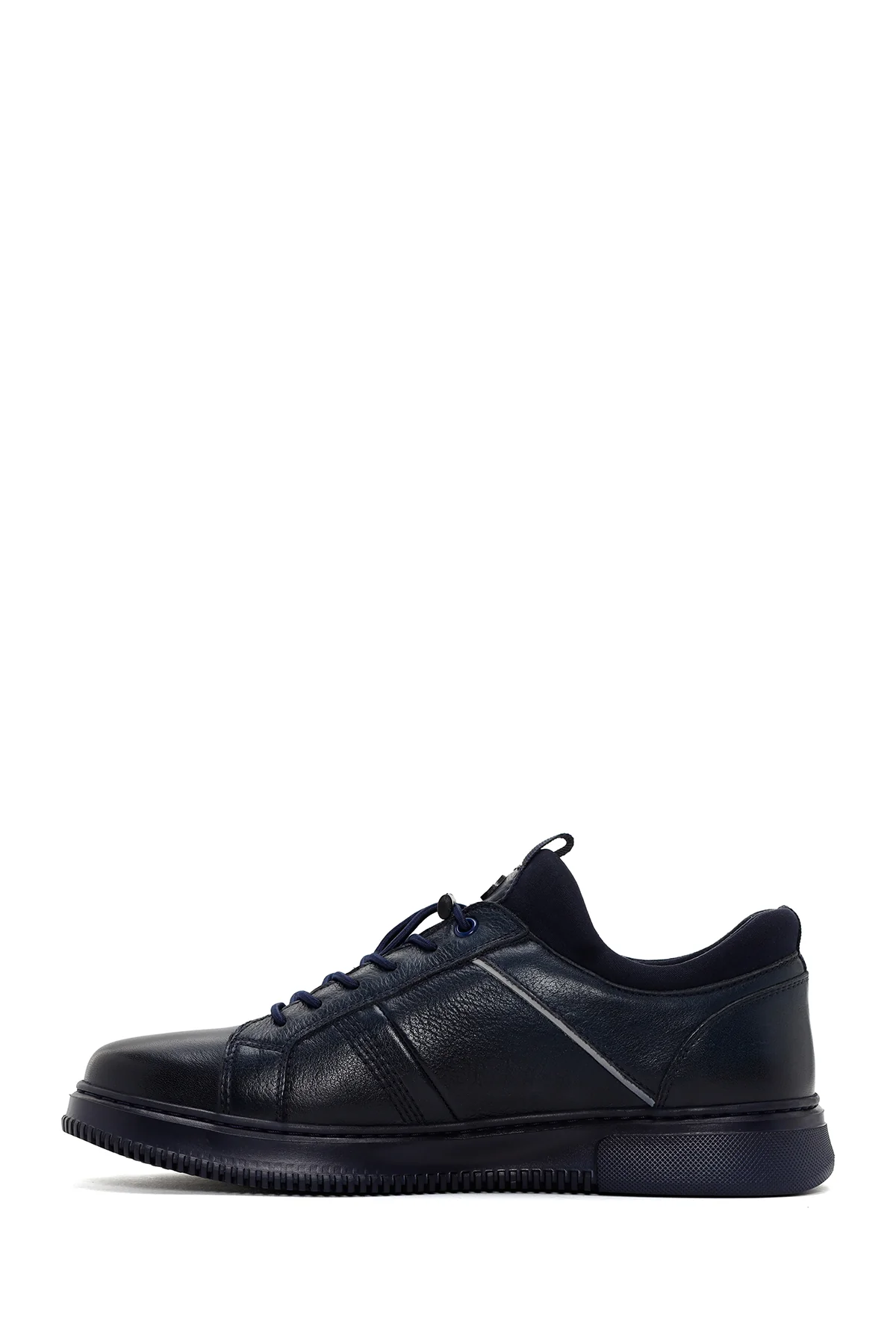 Erkek Lacivert Bağcıklı Deri Sneaker - Image 2