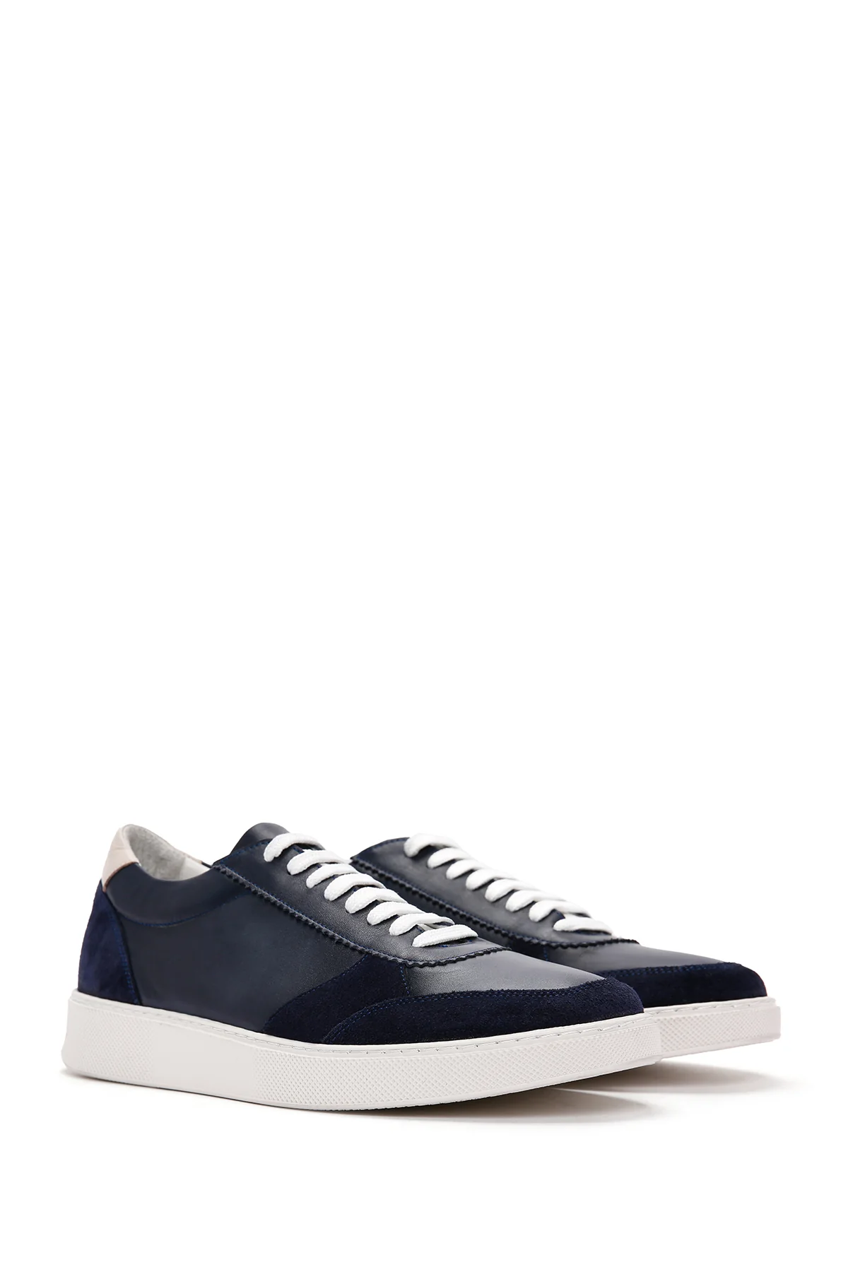 Erkek Lacivert Bağcıklı Deri Sneaker - Image 3