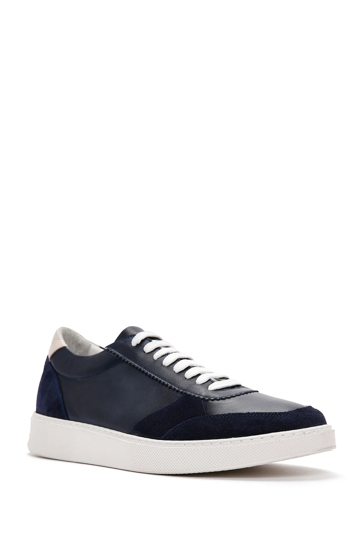 Erkek Lacivert Bağcıklı Deri Sneaker - Image 5