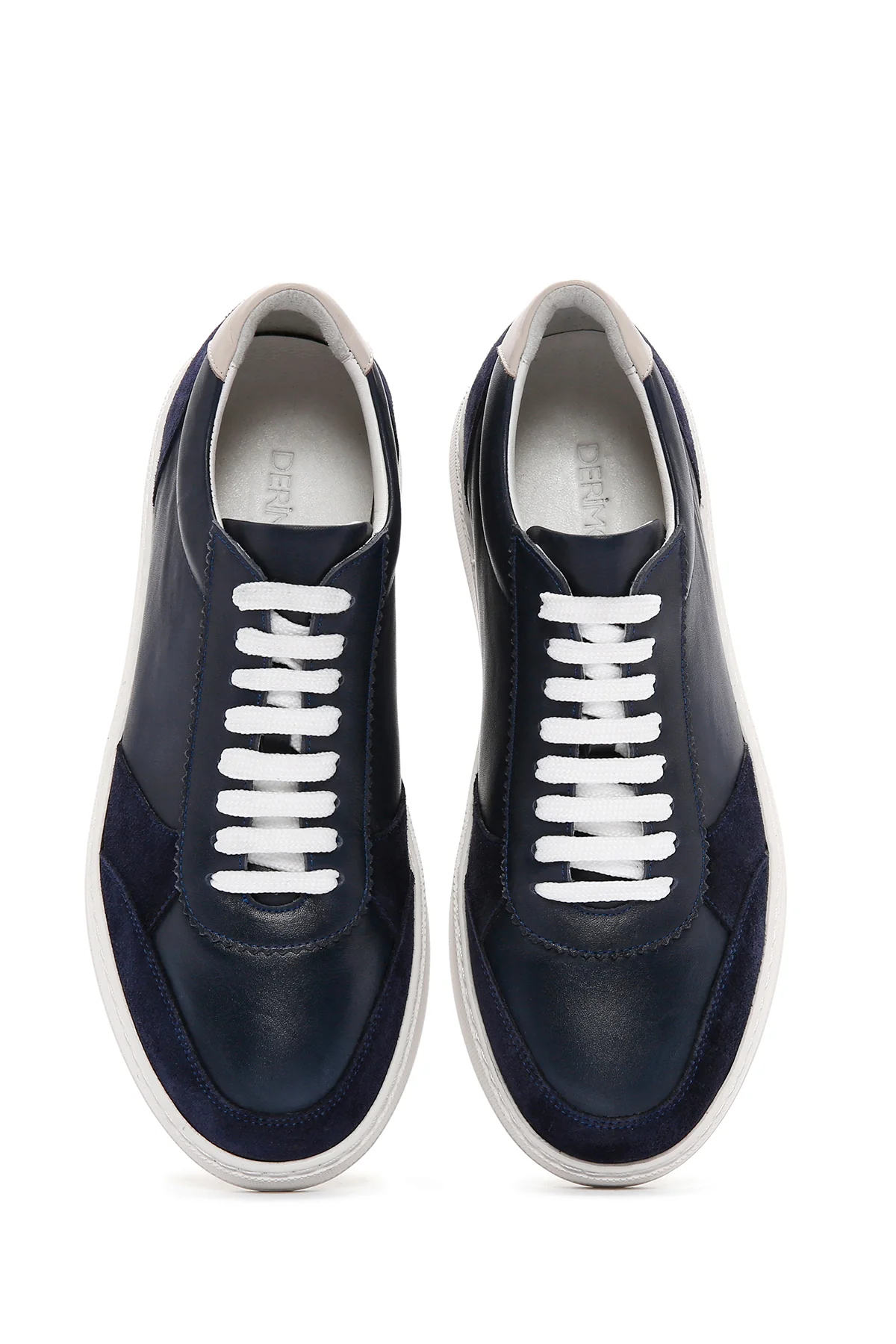 Erkek Lacivert Bağcıklı Deri Sneaker - Image 7