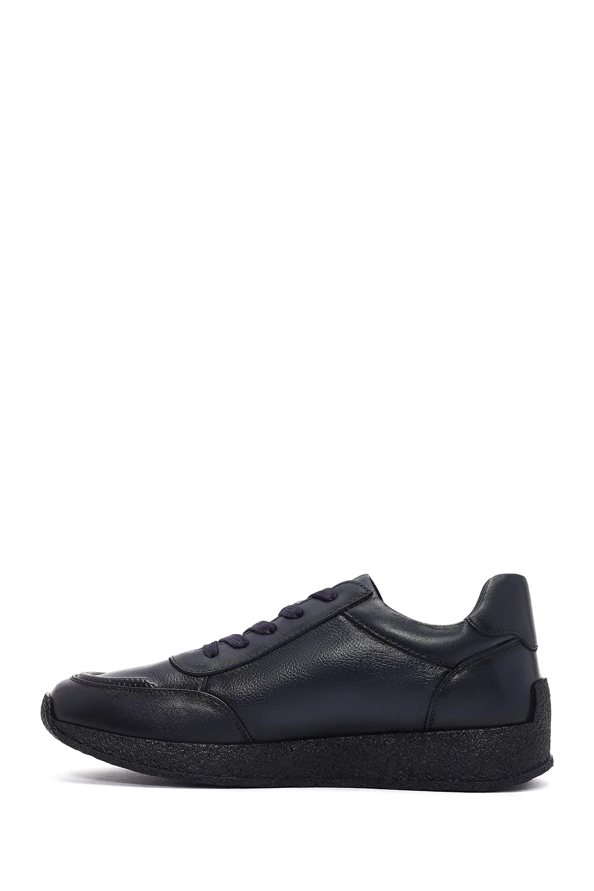 Erkek Lacivert Bağcıklı Deri Sneaker - Image 2