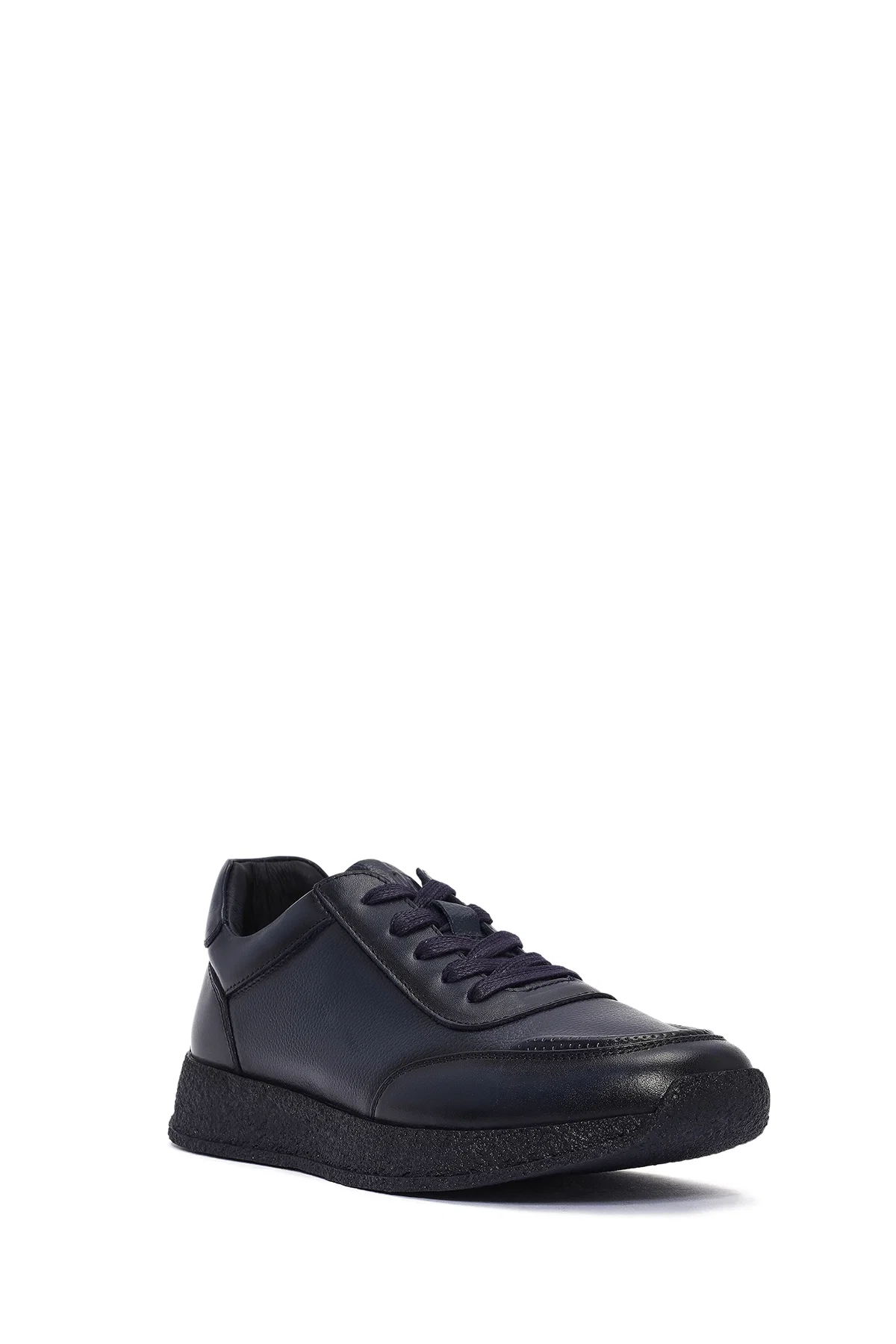 Erkek Lacivert Bağcıklı Deri Sneaker - Image 6
