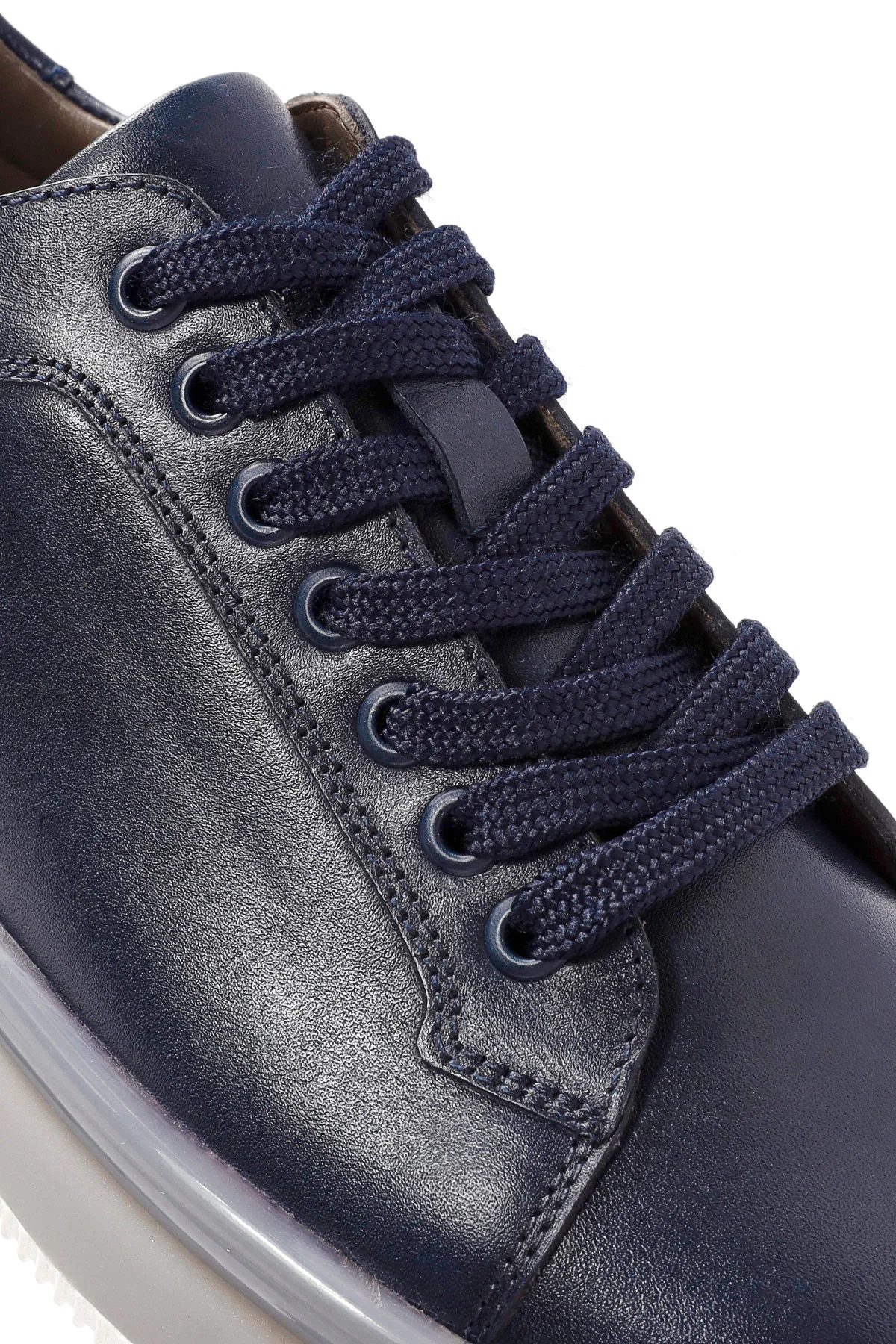 Erkek Lacivert Bağcıklı Deri Sneaker - Image 10