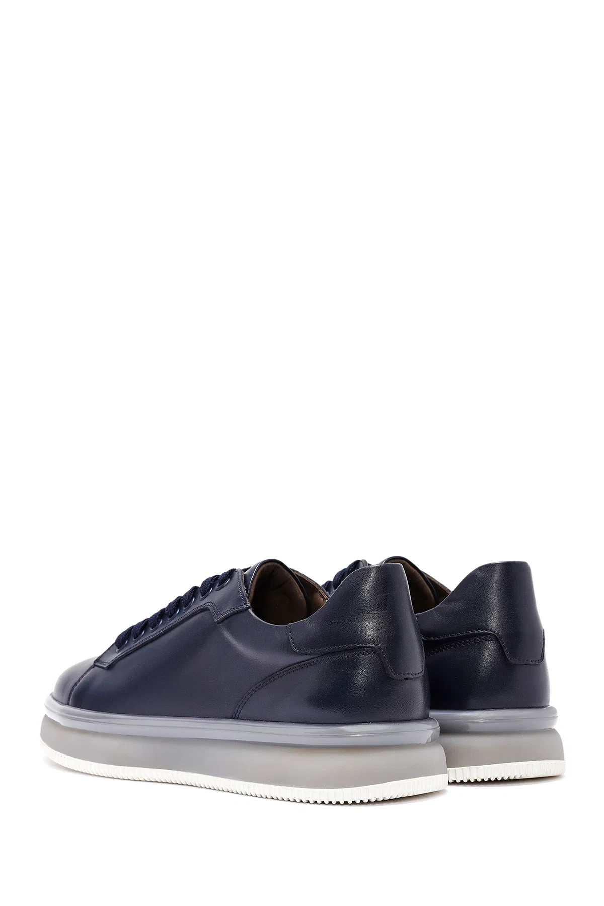 Erkek Lacivert Bağcıklı Deri Sneaker - Image 5