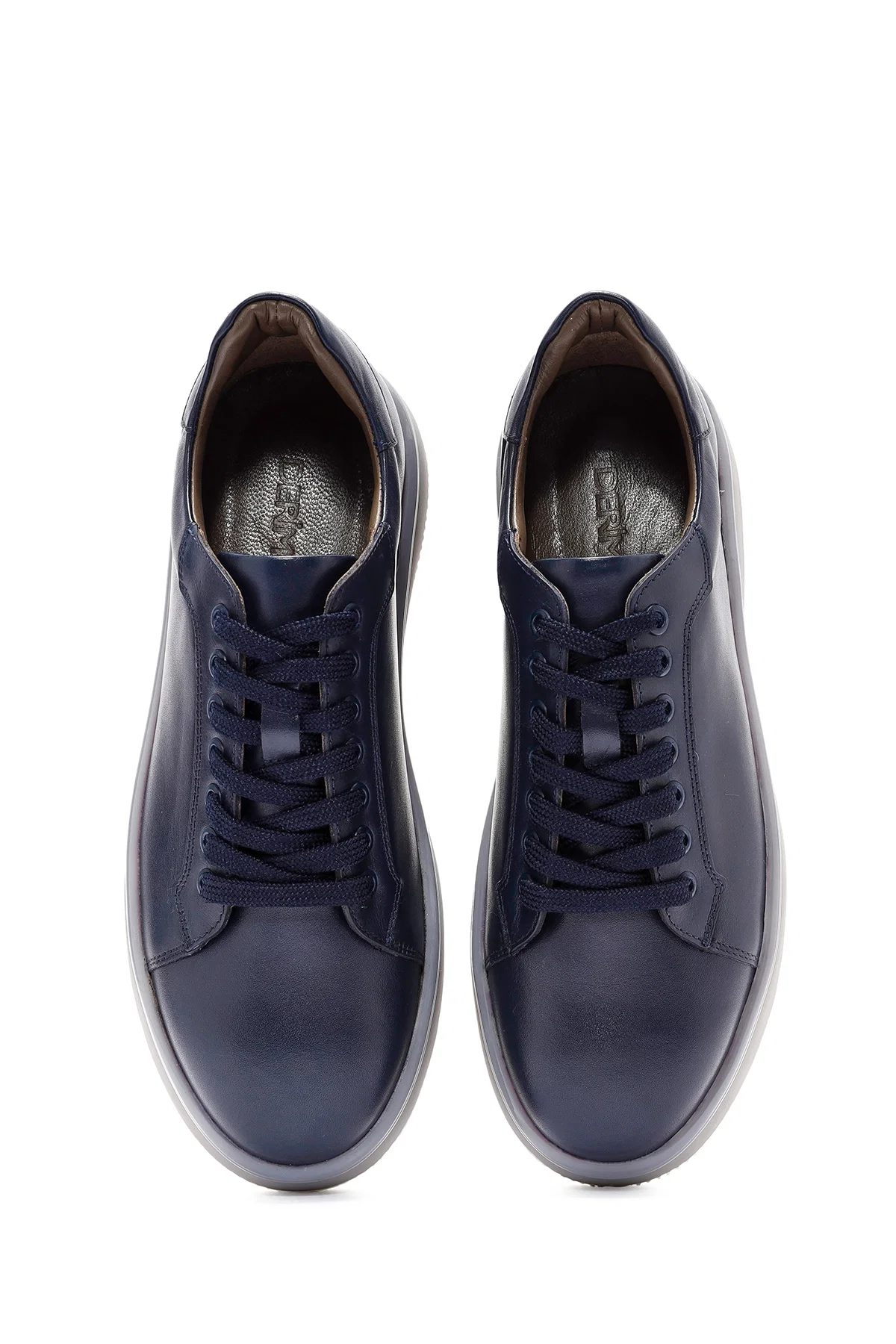 Erkek Lacivert Bağcıklı Deri Sneaker - Image 7