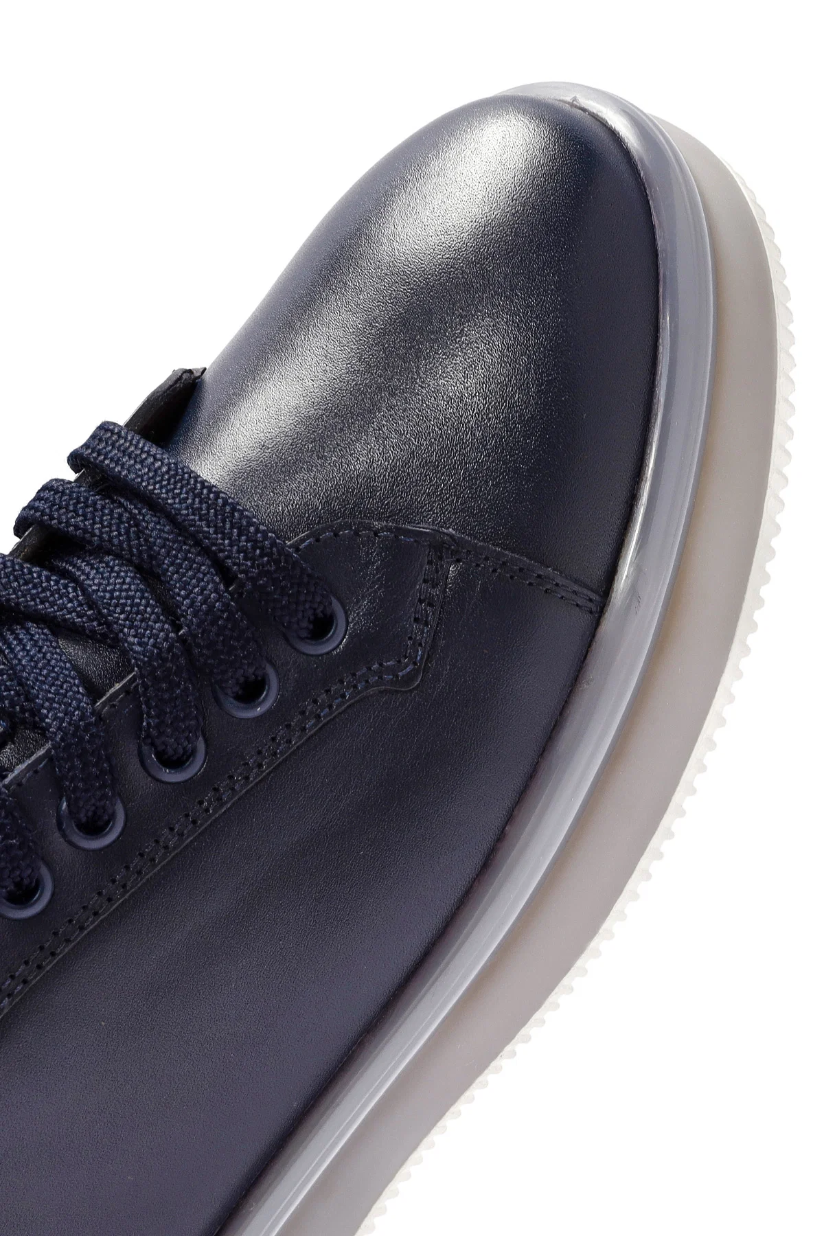 Erkek Lacivert Bağcıklı Deri Sneaker - Image 9