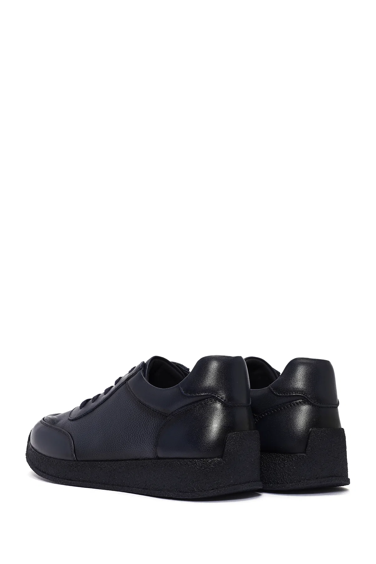 Erkek Lacivert Bağcıklı Deri Sneaker - Image 5