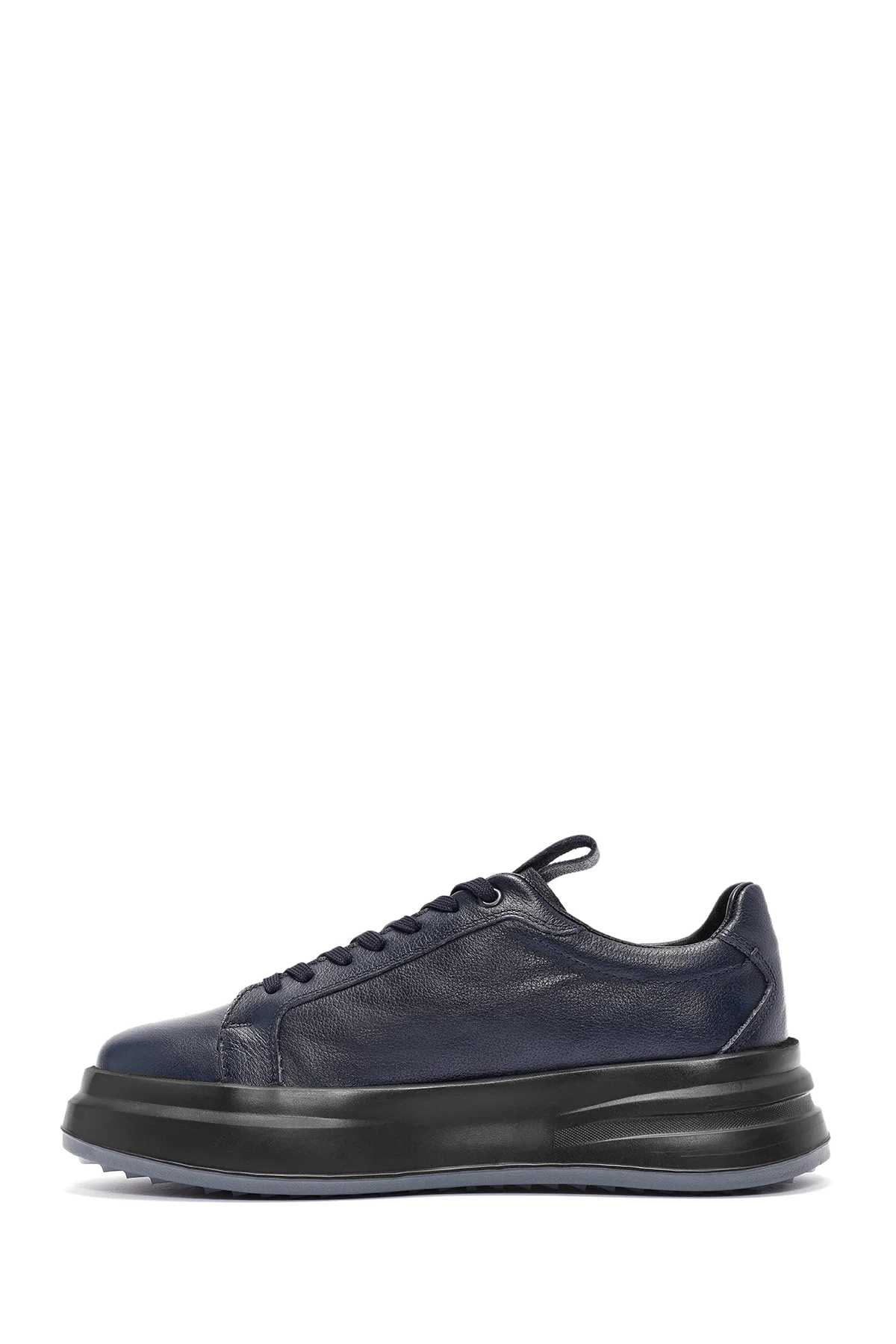 Erkek Lacivert Bağcıklı Deri Sneaker - Image 2