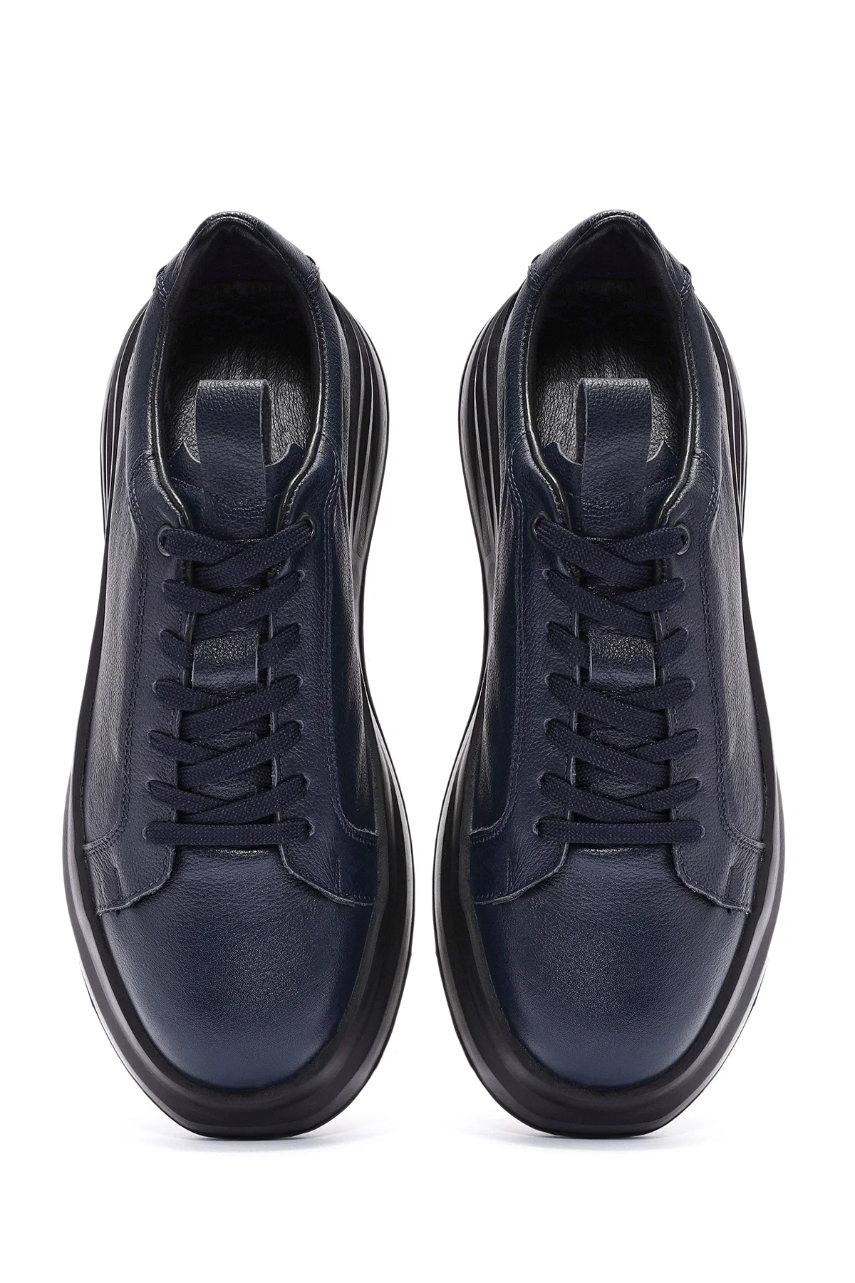 Erkek Lacivert Bağcıklı Deri Sneaker - Image 7