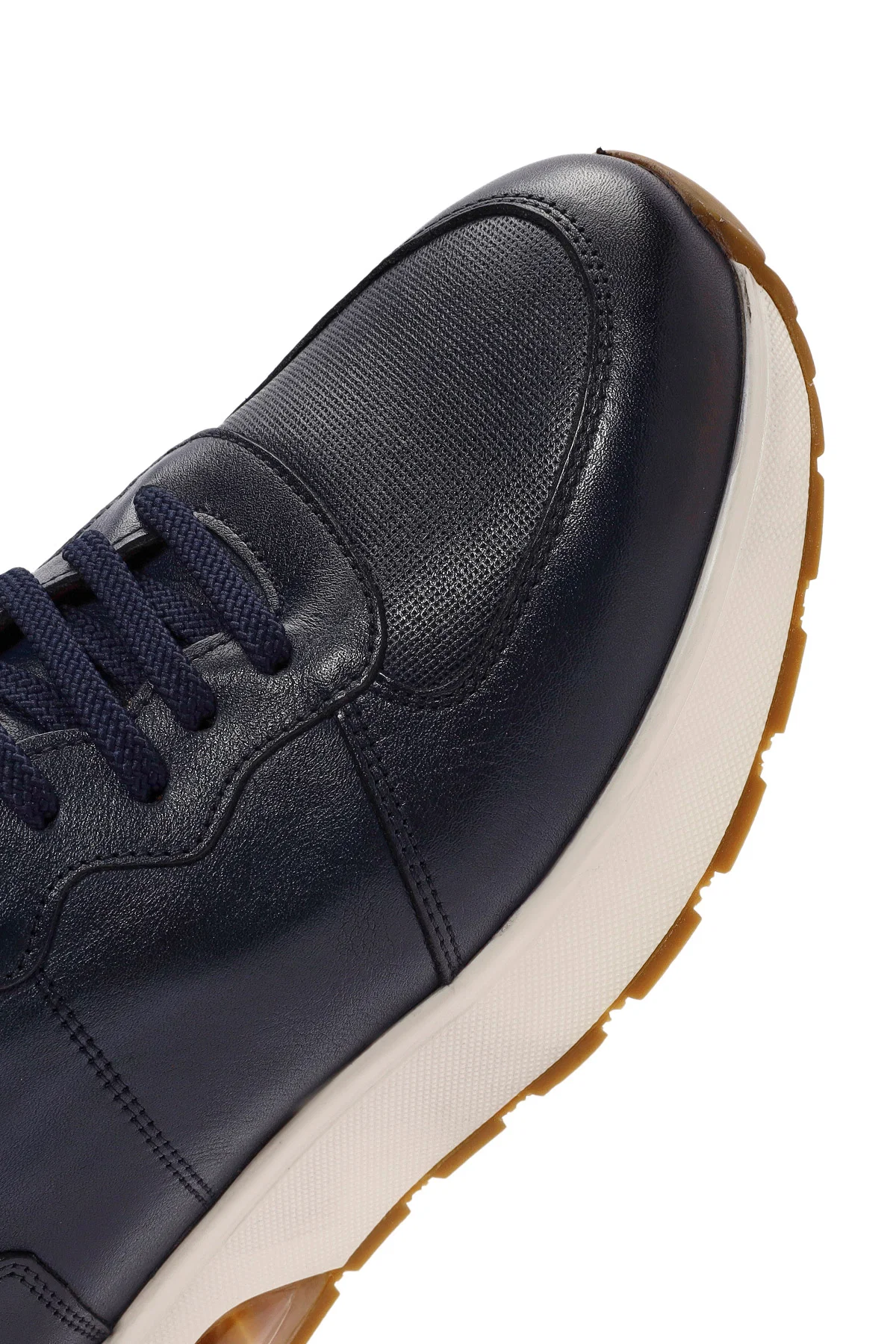Erkek Lacivert Bağcıklı Deri Sneaker - Image 9
