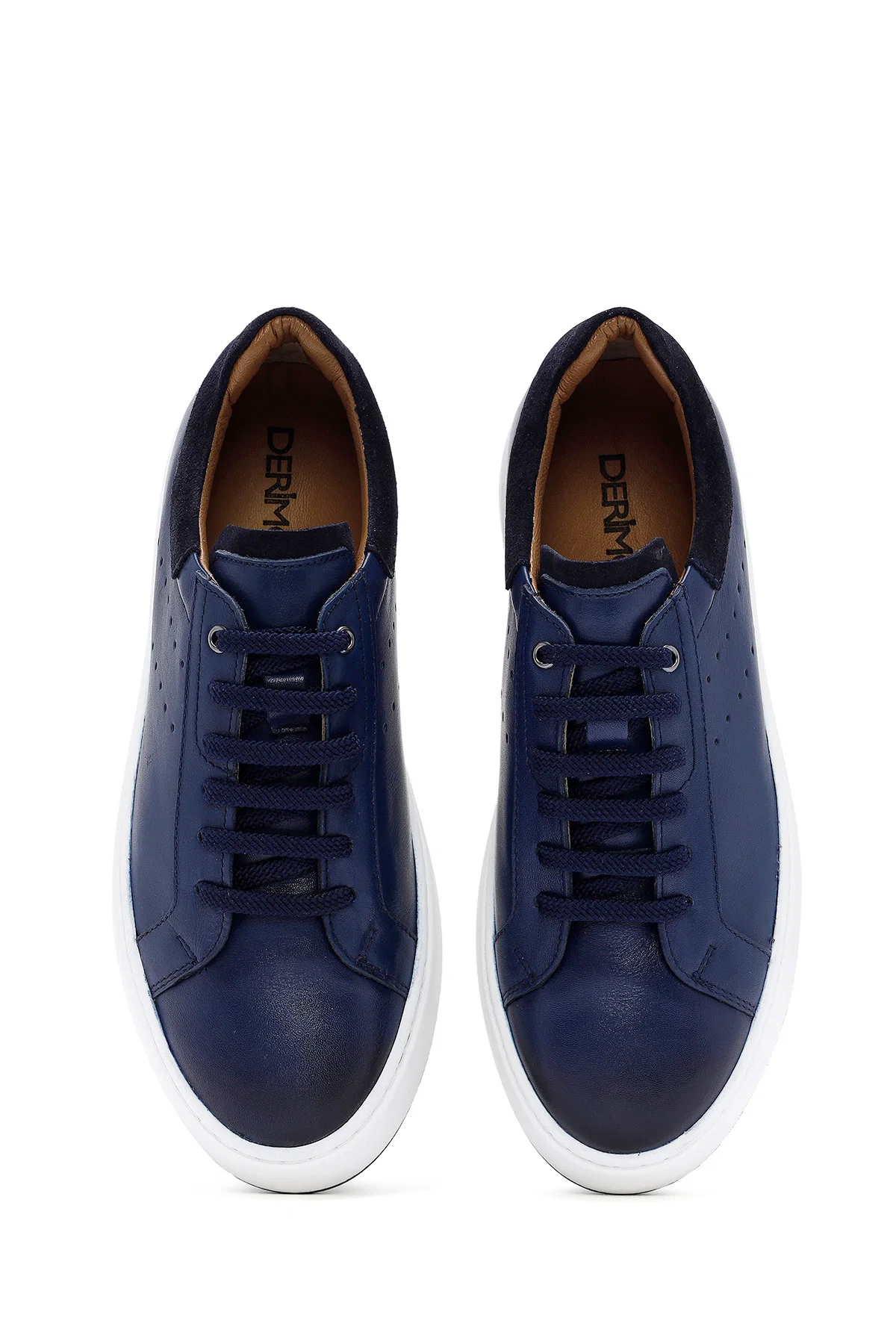 Erkek Lacivert Bağcıklı Deri Sneaker - Image 7