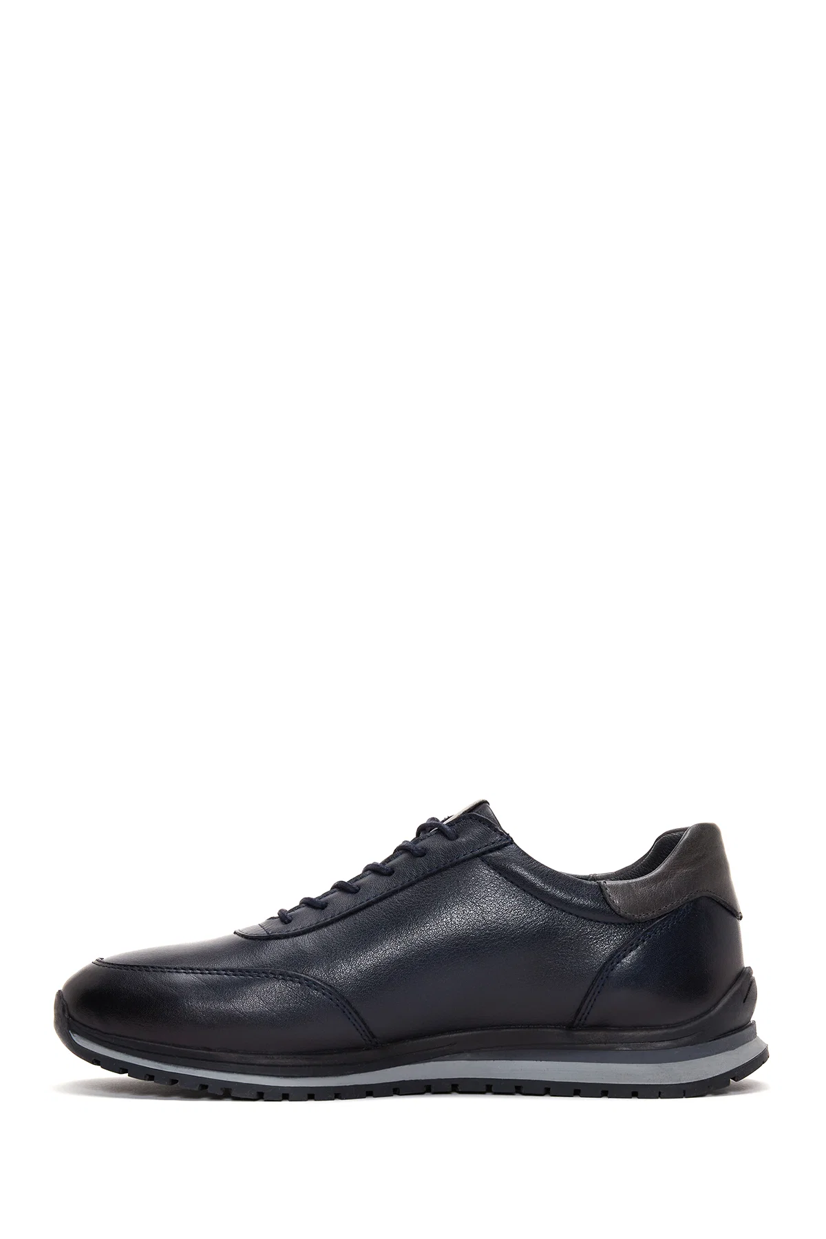 Erkek Lacivert Bağcıklı Deri Sneaker - Image 2
