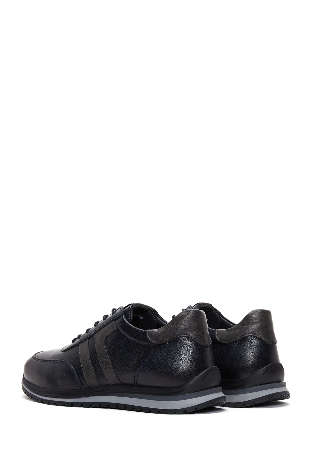 Erkek Lacivert Bağcıklı Deri Sneaker - Image 5