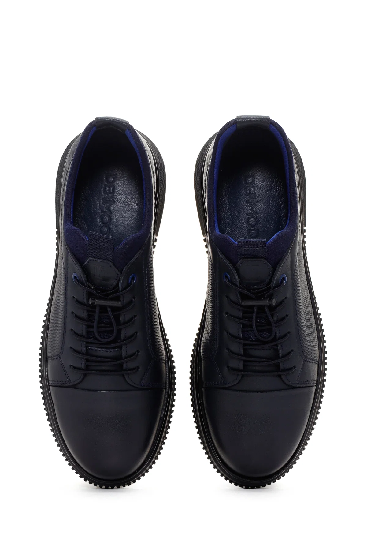 Erkek Lacivert Bağcıklı Deri Sneaker - Image 6