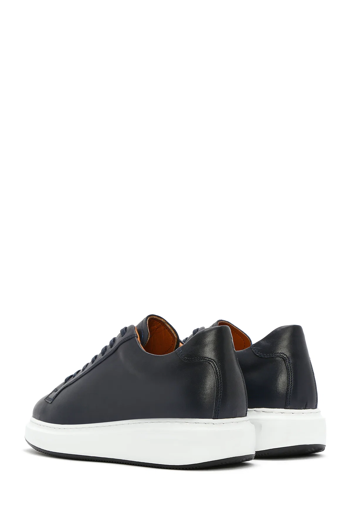 Erkek Lacivert Bağcıklı Deri Sneaker - Image 5